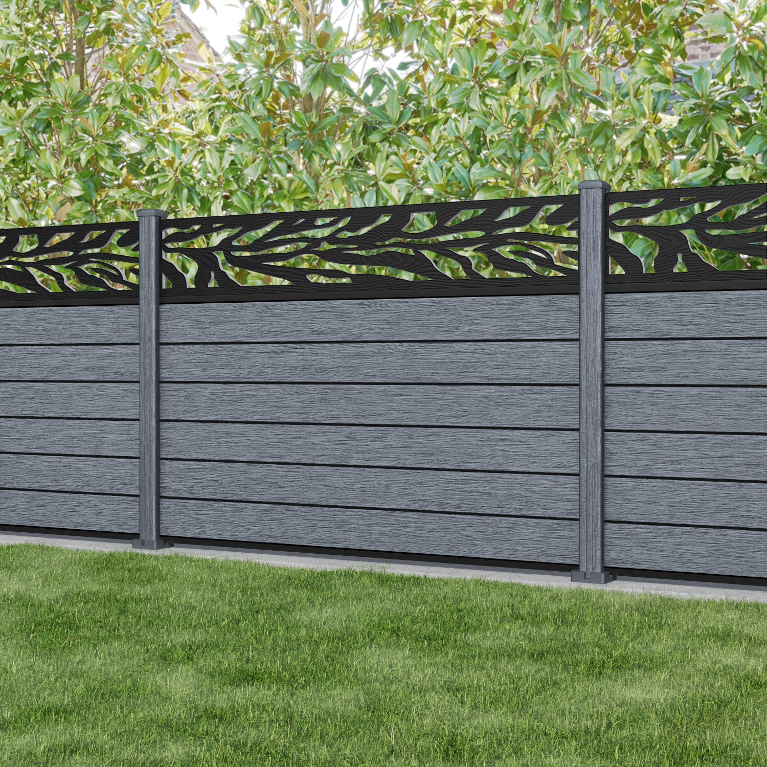Fusion Malawi Fence Panel - Anthracite - with our composite posts