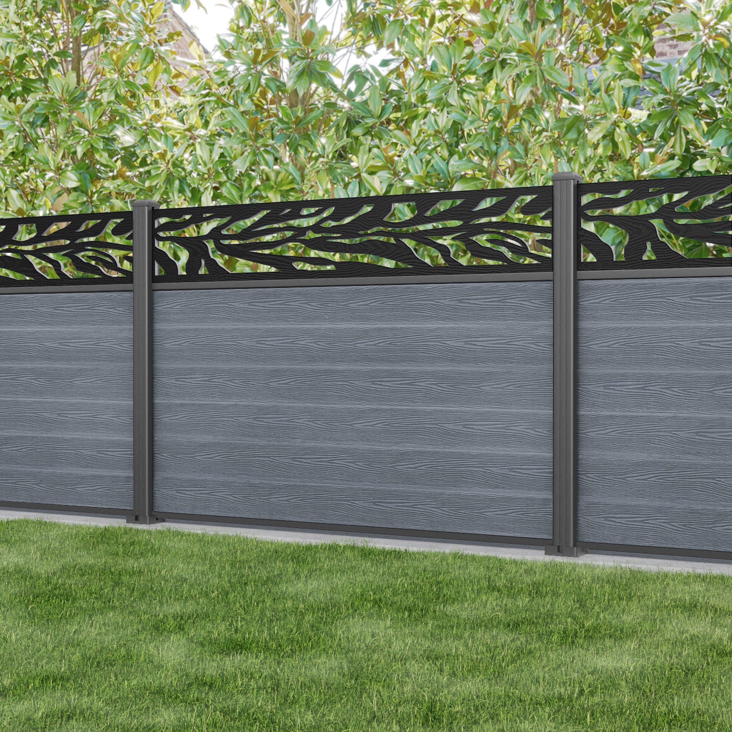 Classic Malawi Fence Panel - Anthracite - with our aluminium posts