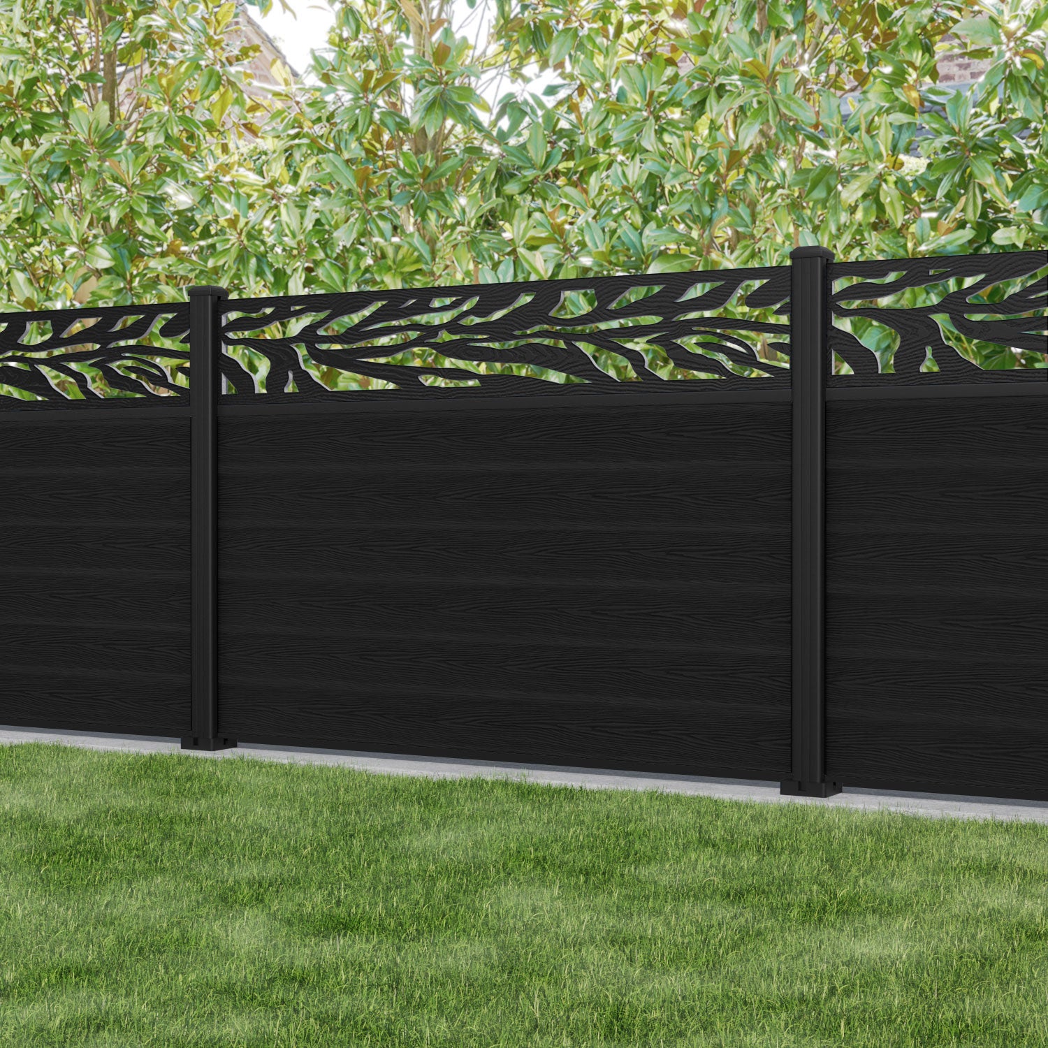 Classic Malawi Fence Panel - Black - with our aluminium posts