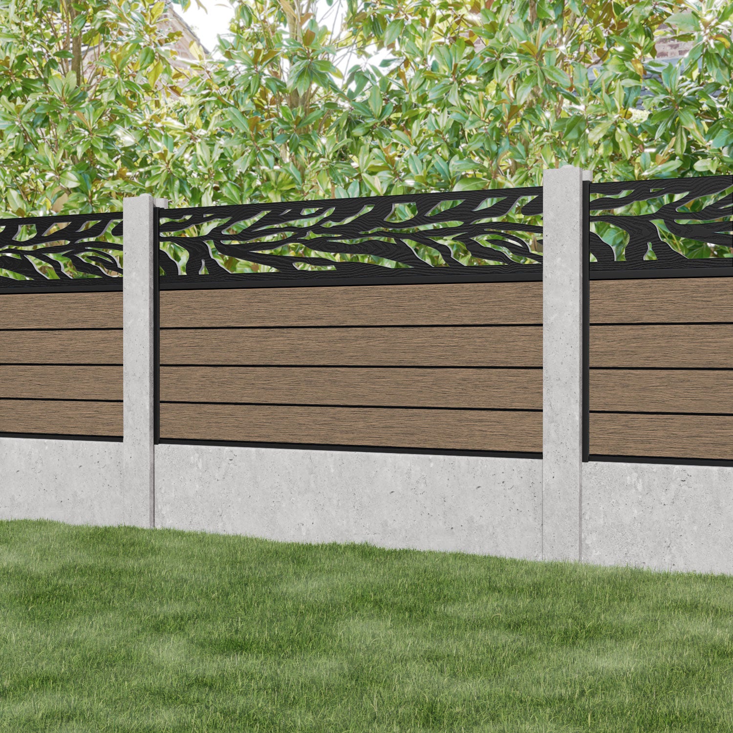 Fusion Malawi Fence Panel - Teak - for existing concrete posts