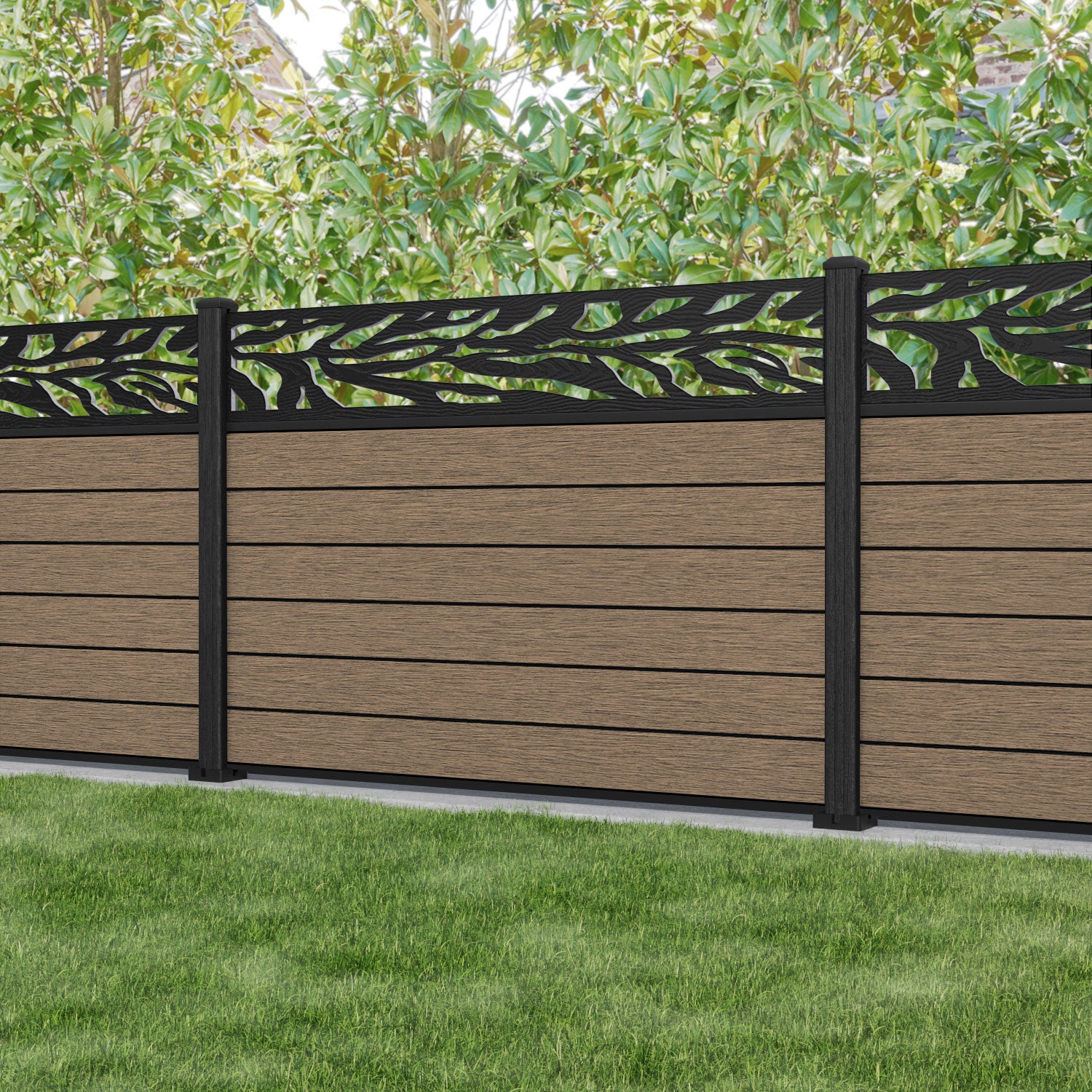 Fusion Malawi Fence Panel - Teak - with our composite posts