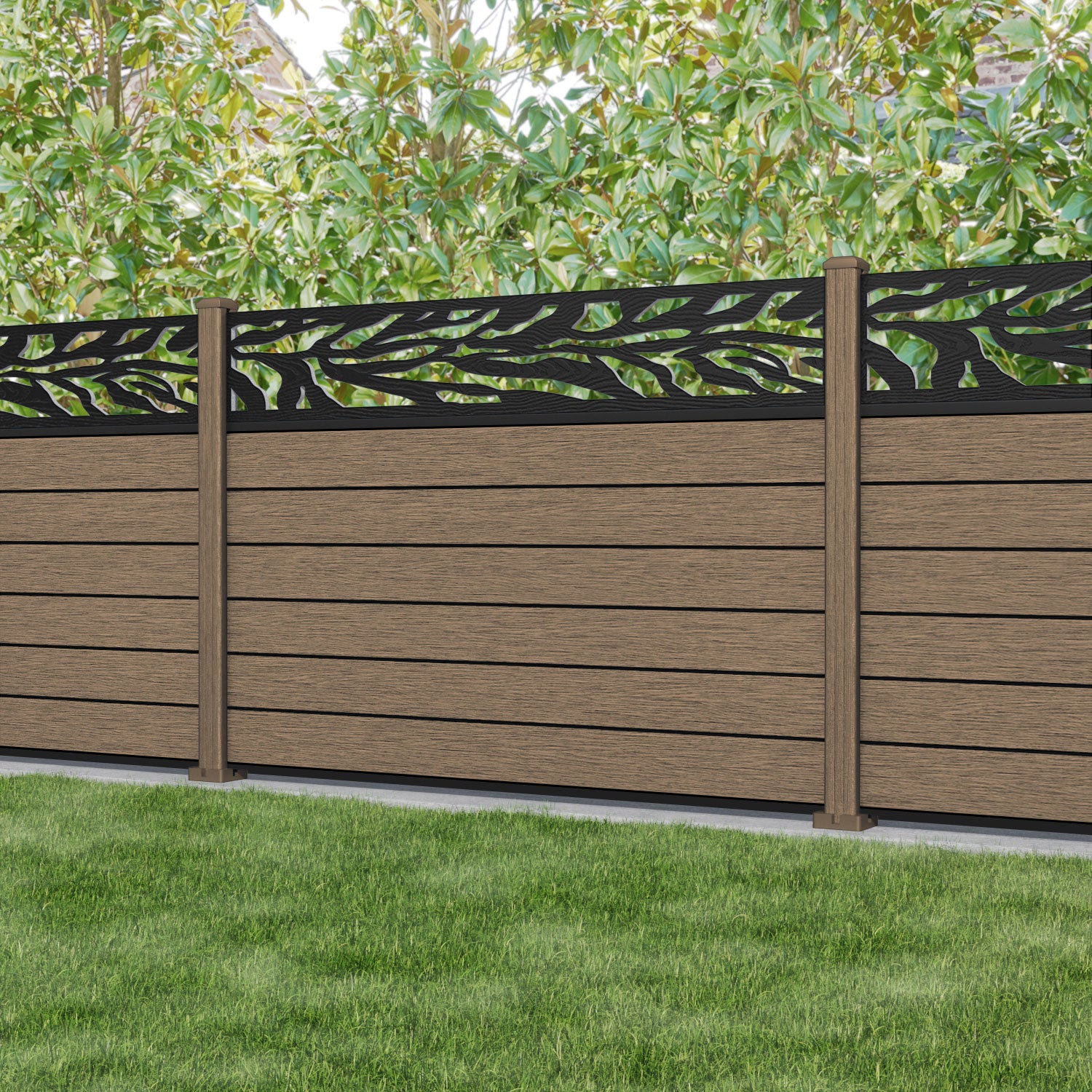 Fusion Malawi Fence Panel - Teak - with our composite posts
