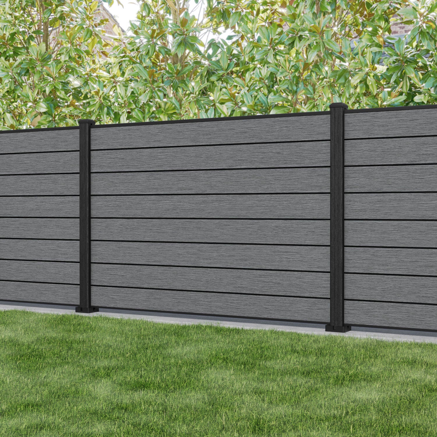 Fusion Fence Panel - Mid Grey - with our composite posts