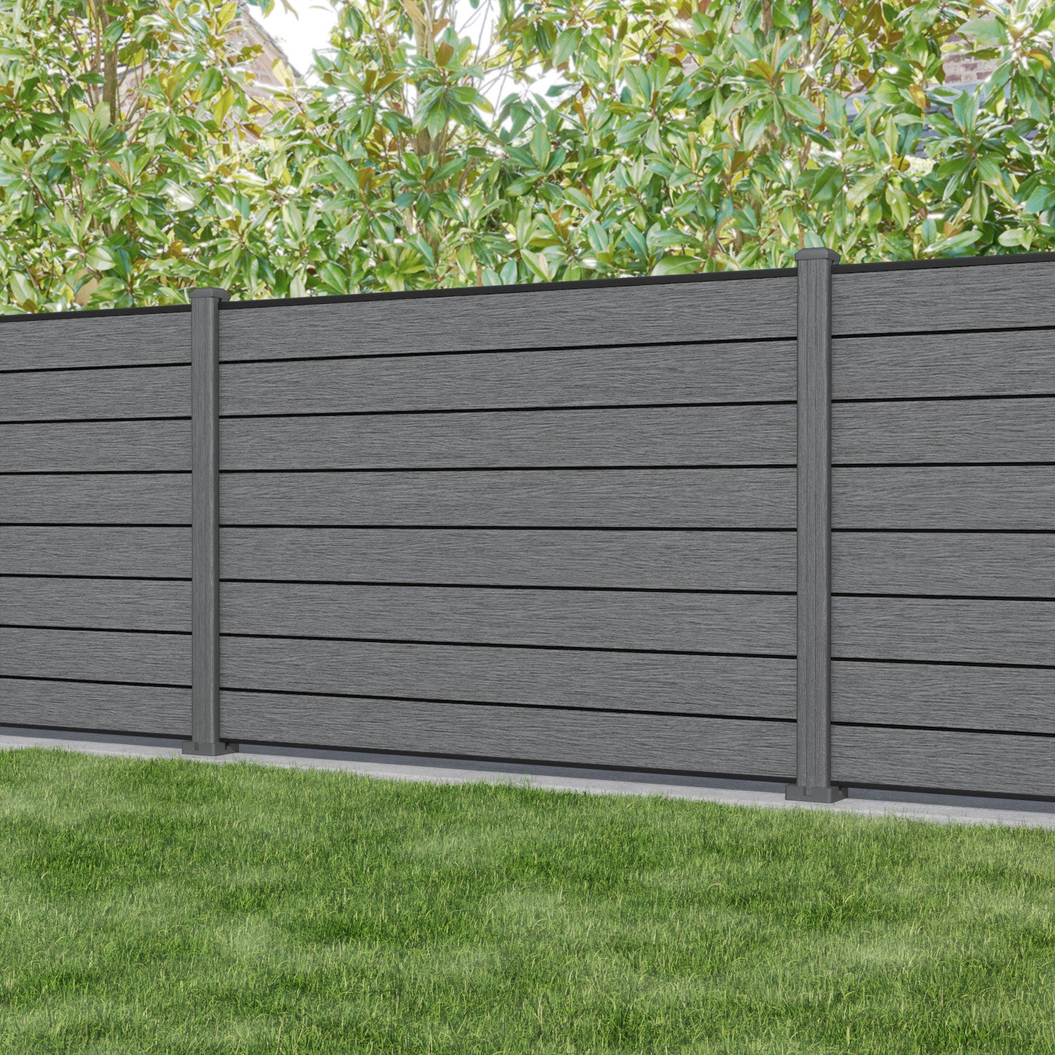 Fusion Fence Panel - Mid Grey - with our composite posts