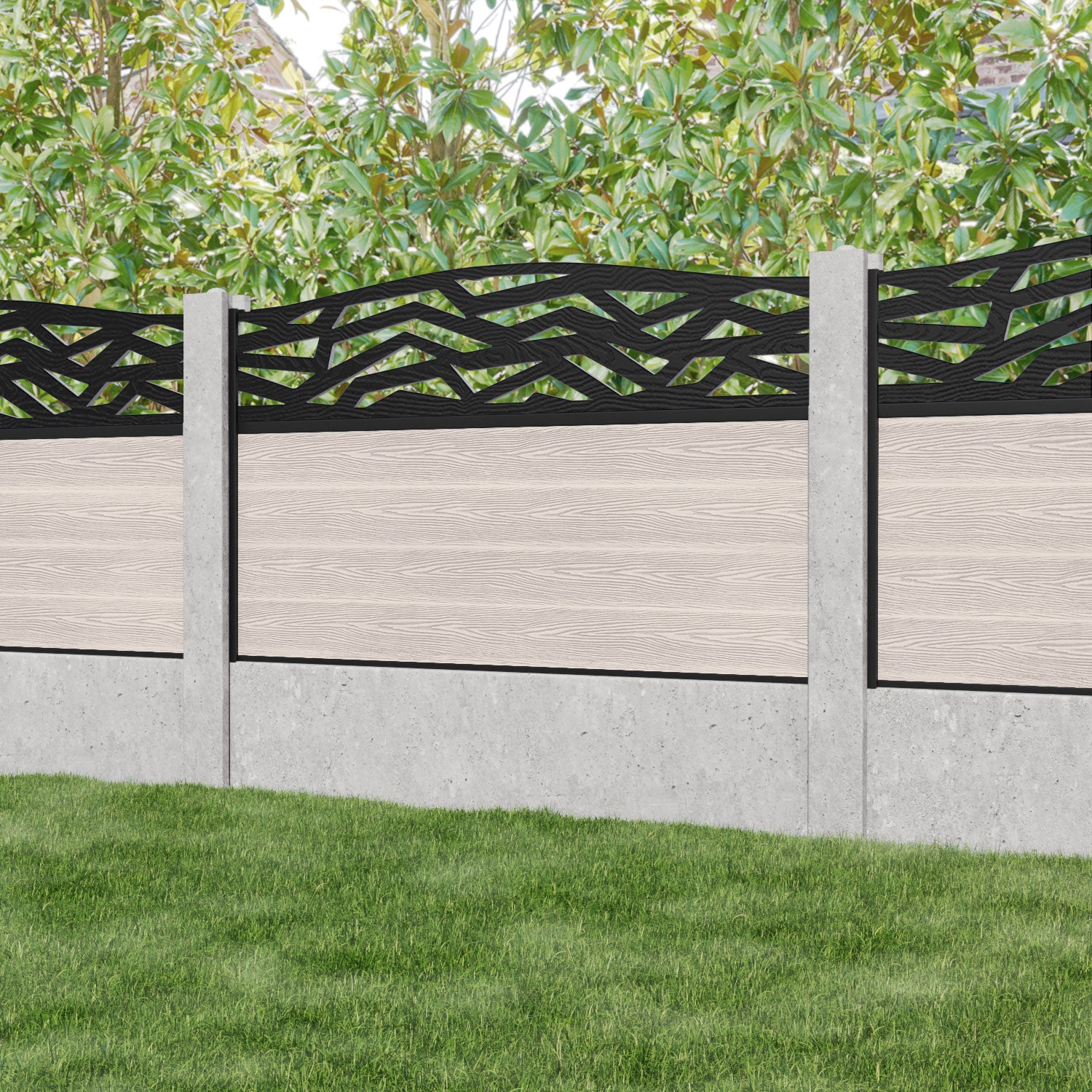 Classic Zenith Curved Top Fence Panel - Mid Stone - for existing concrete posts