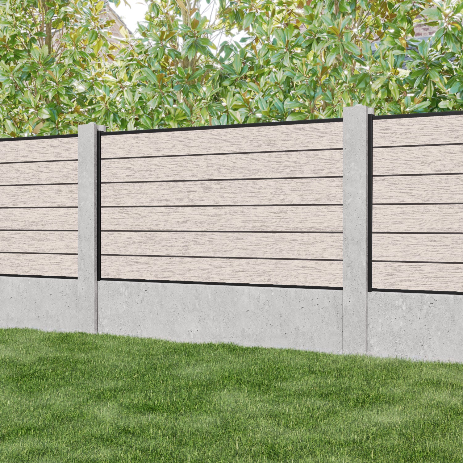 Fusion Fence Panel - Mid Stone - for existing concrete posts