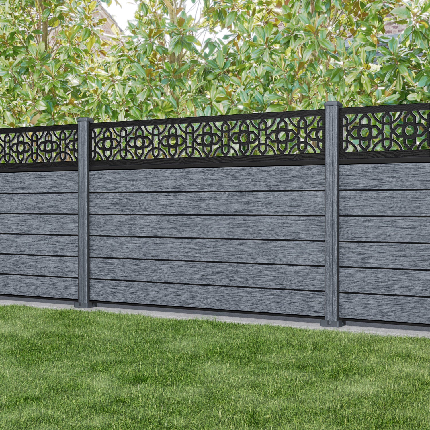 Fusion Nabila Fence Panel - Anthracite - with our composite posts