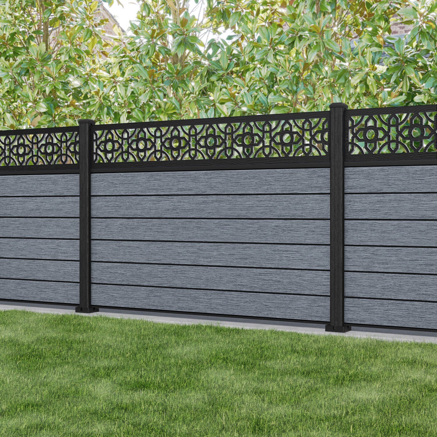Fusion Nabila Fence Panel - Anthracite - with our composite posts