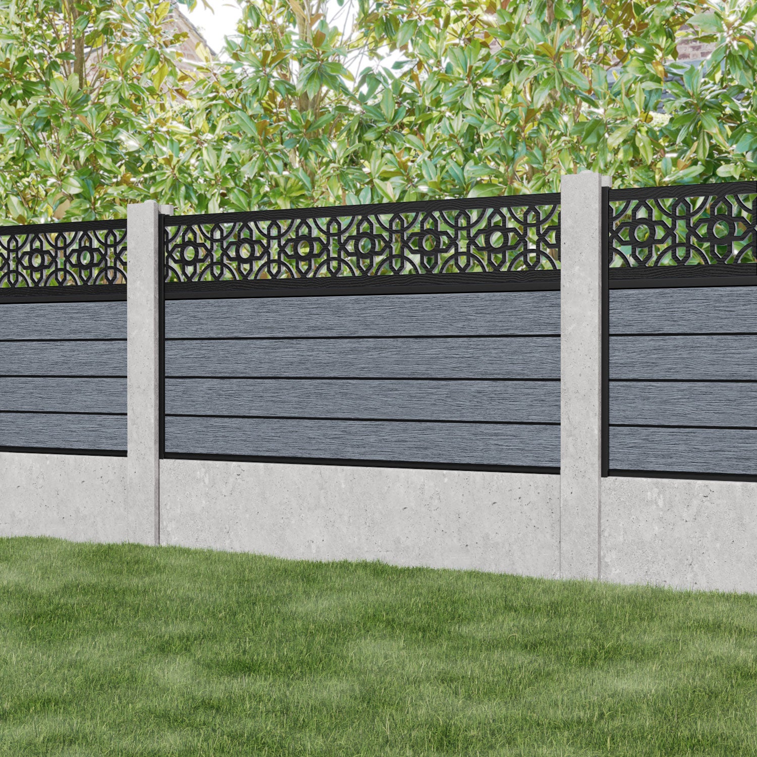 Fusion Nabila Fence Panel - Anthracite - for existing concrete posts