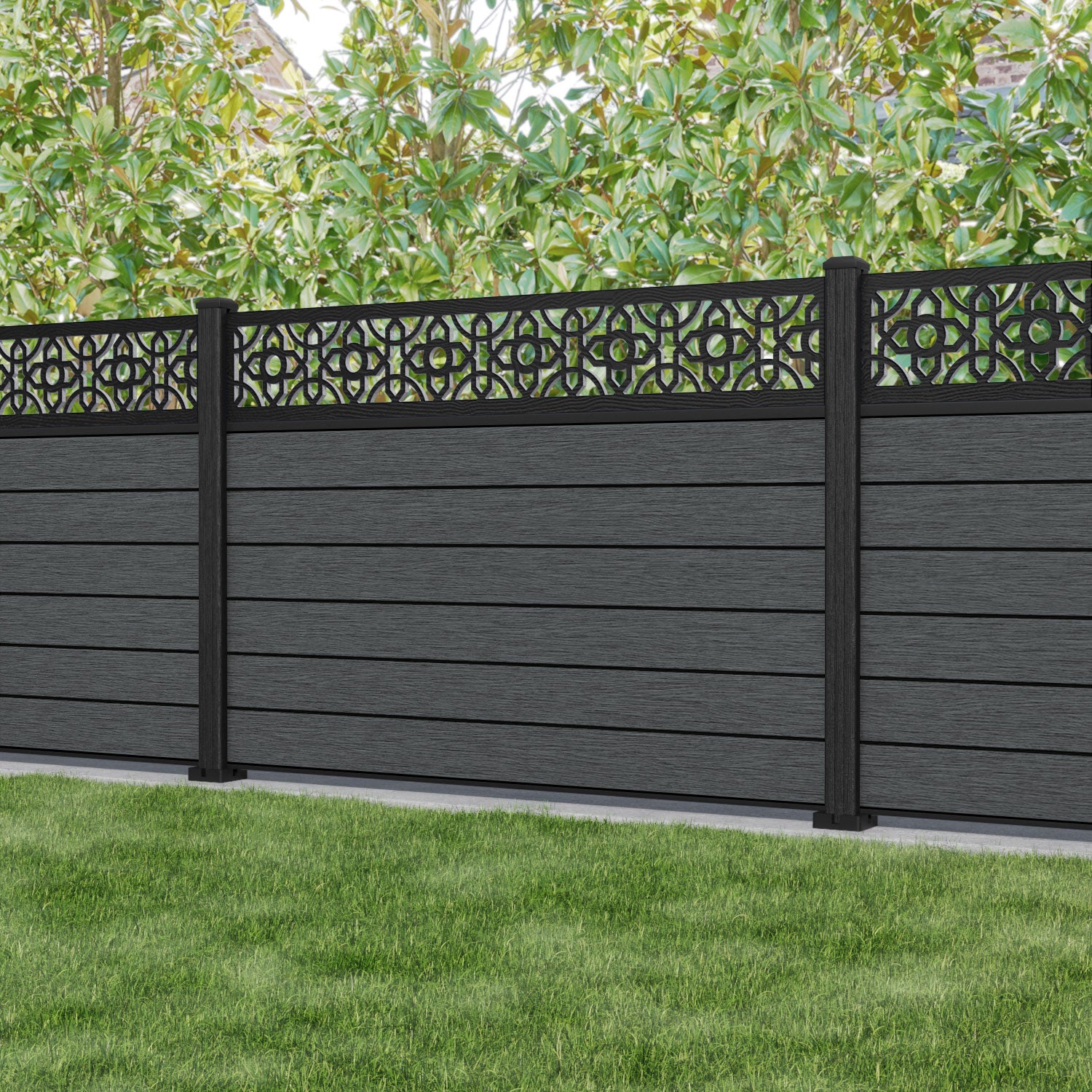 Fusion Nabila Fence Panel - Dark Grey - with our composite posts
