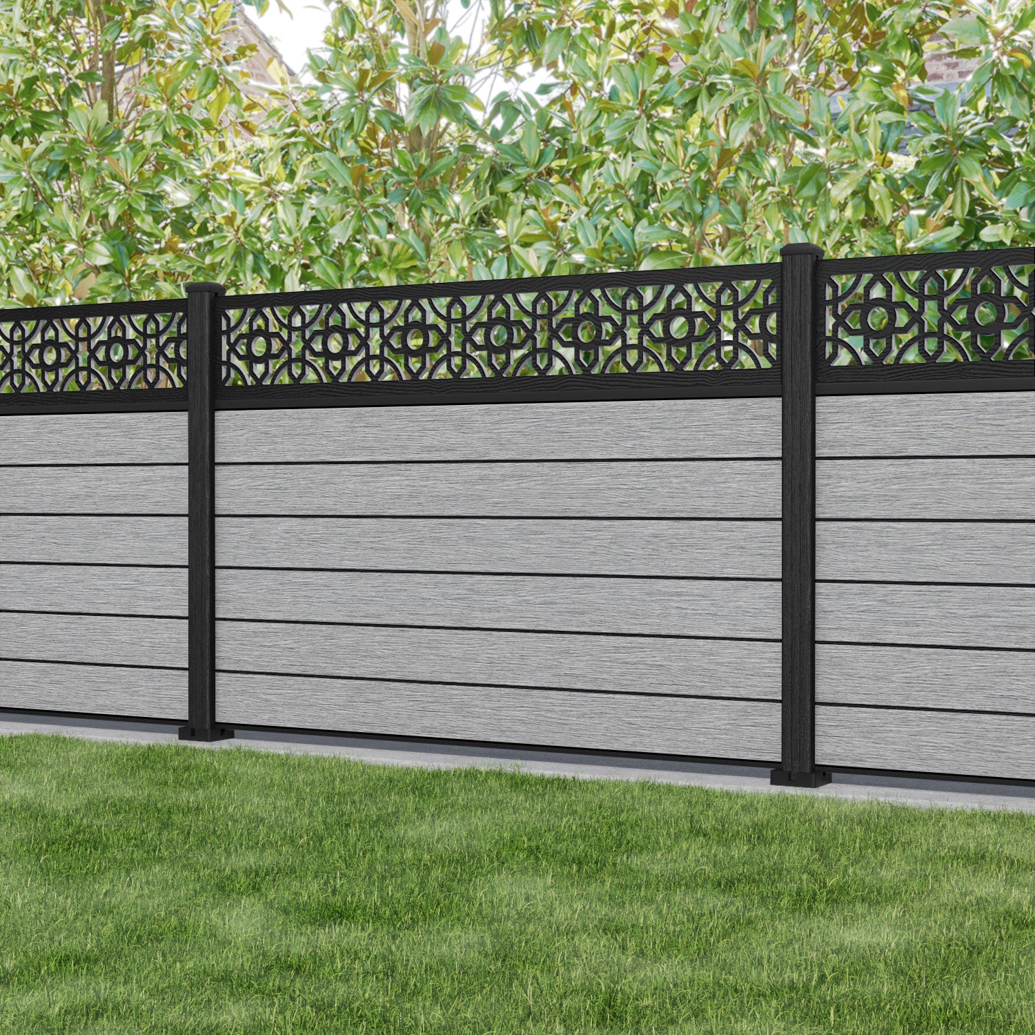 Fusion Nabila Fence Panel - Light Grey - with our composite posts