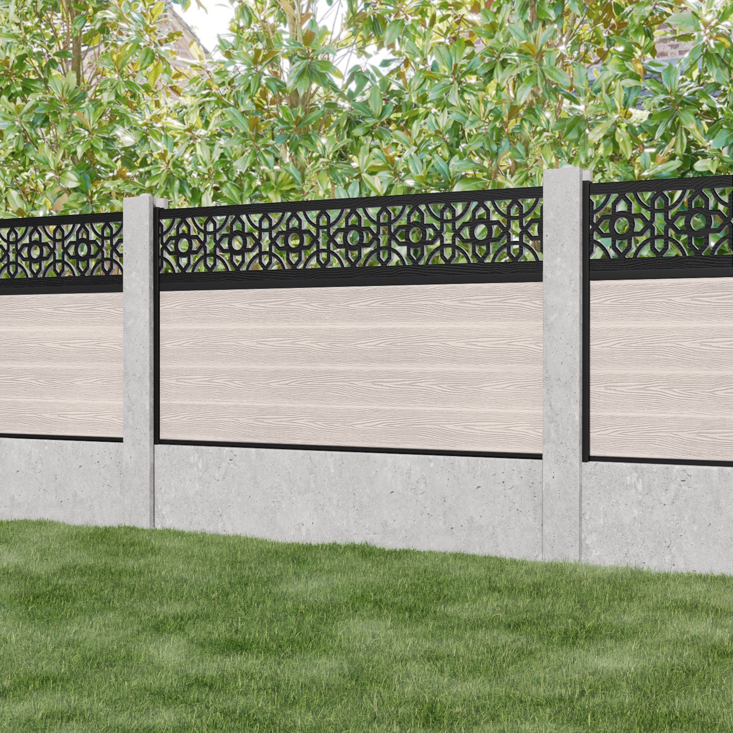 Classic Nabila Fence Panel - Mid Stone - for existing concrete posts