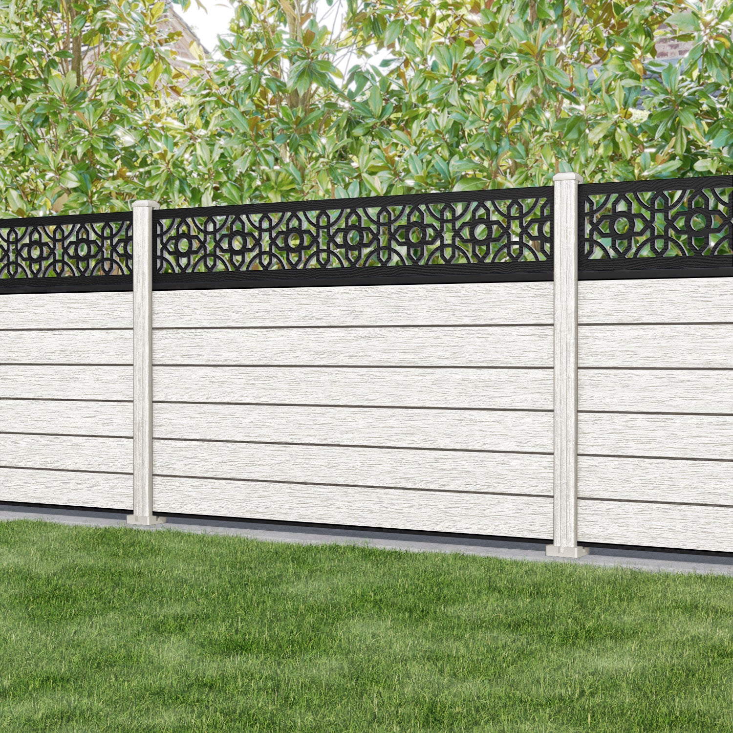 Fusion Nabila Fence Panel - Light Stone - with our composite posts