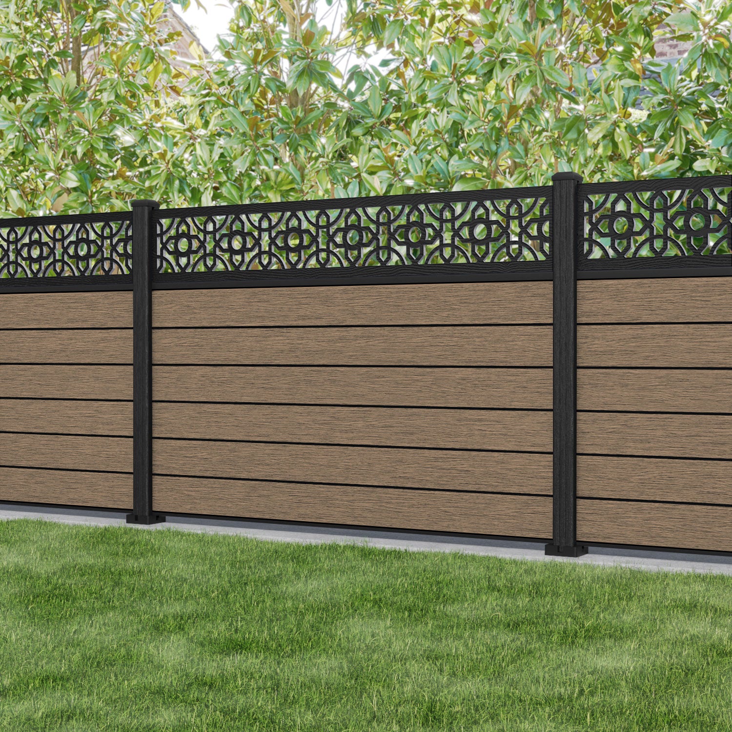 Fusion Nabila Fence Panel - Teak - with our composite posts