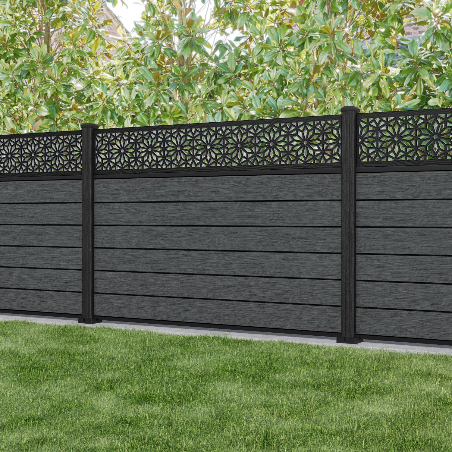 Fusion Narwa Fence Panel - Dark Grey - with our composite posts