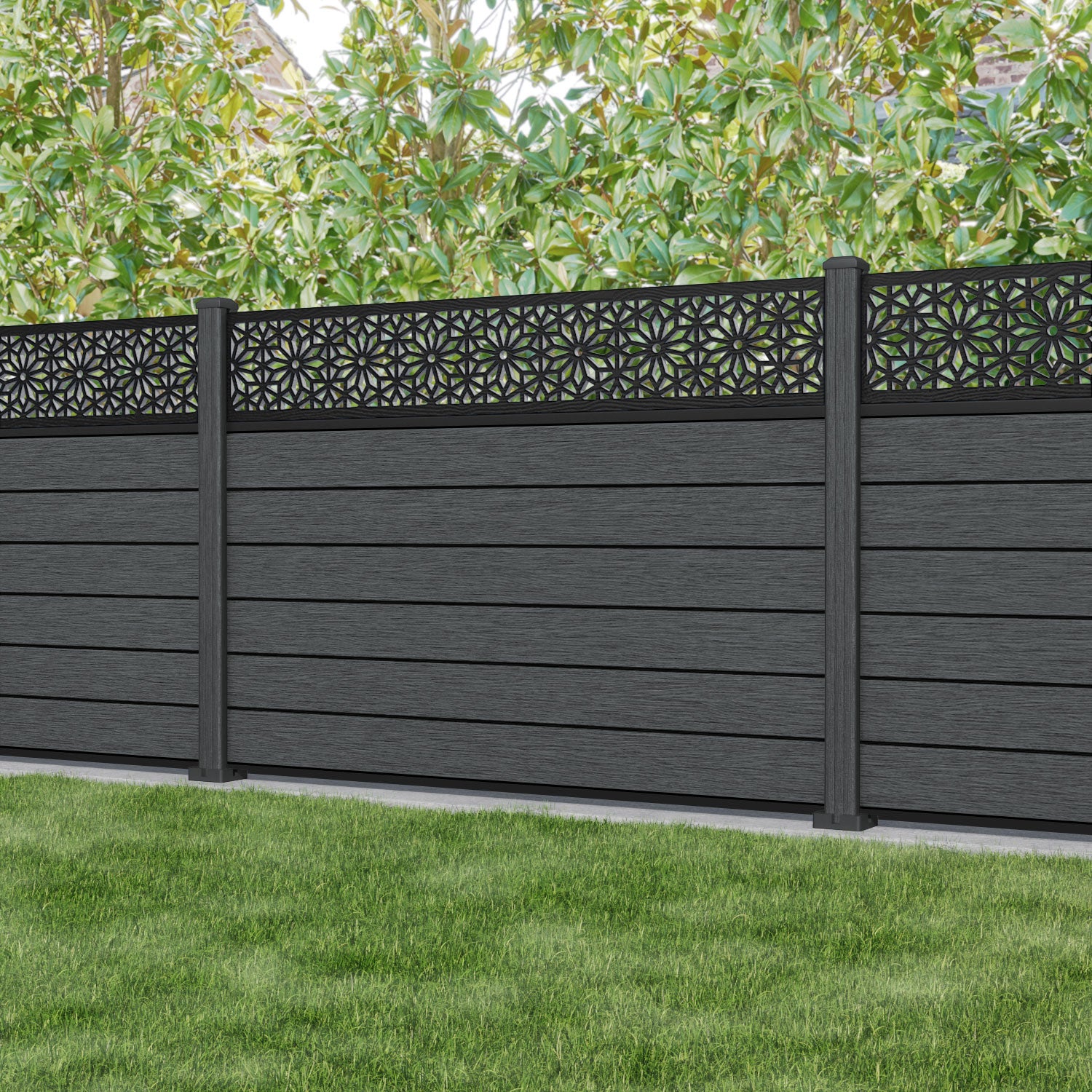 Fusion Narwa Fence Panel - Dark Grey - with our composite posts