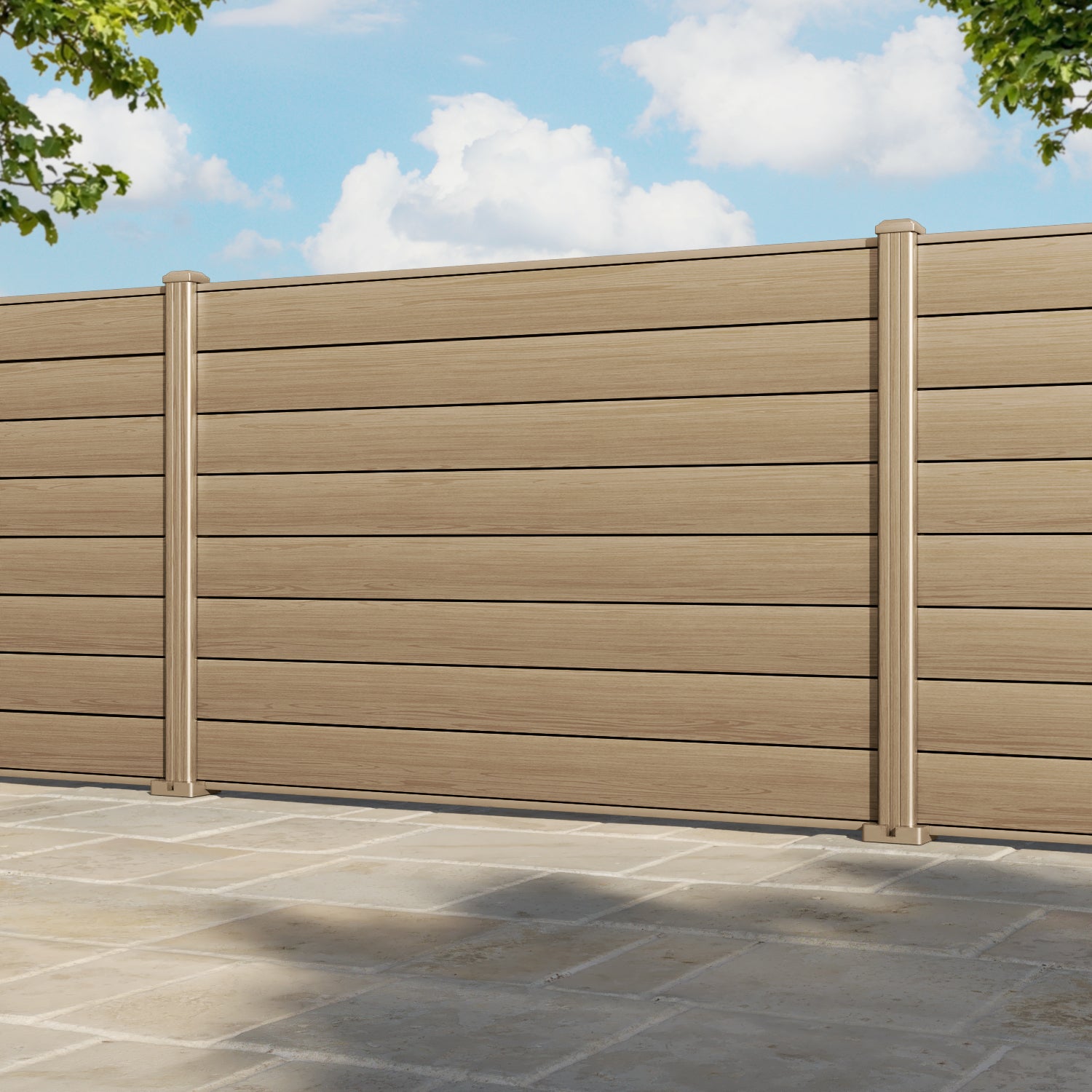 Gate Matching Aluminium Fence Panel - Natural Oak - with our aluminium posts