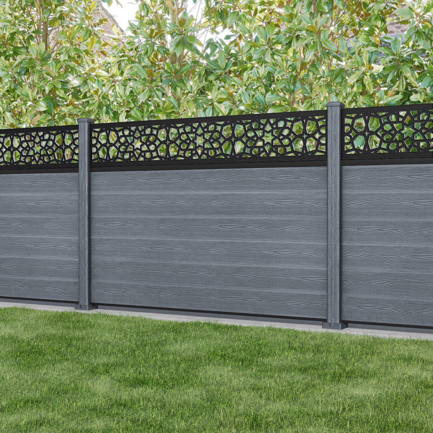 Classic Nazira Fence Panel - Anthracite - with our composite posts