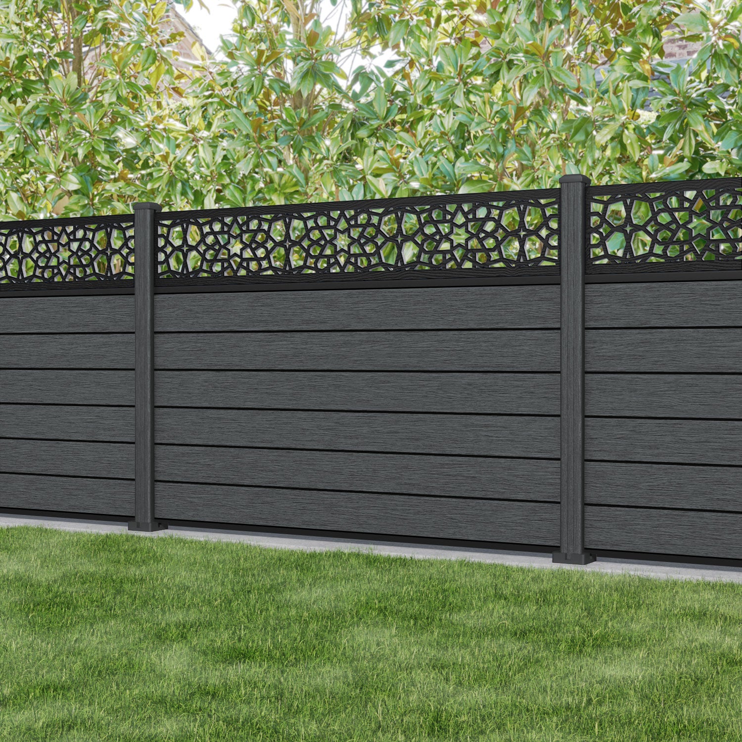 Fusion Nazira Fence Panel - Dark Grey - with our composite posts