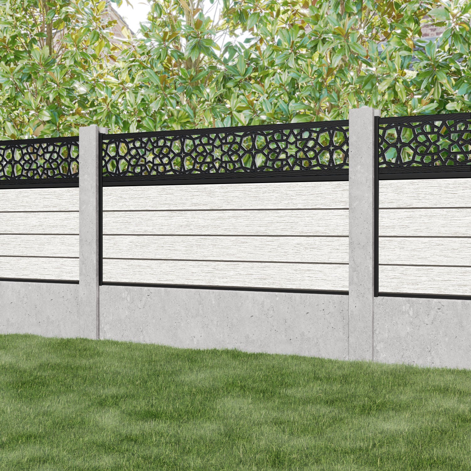 Fusion Nazira Fence Panel - Light Stone - for existing concrete posts