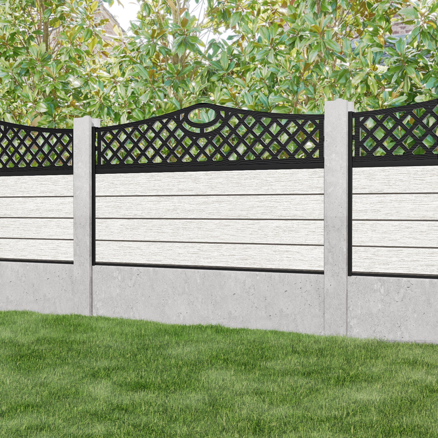 Fusion Oxford Curved Top Fence Panel - Light Stone - for existing concrete posts