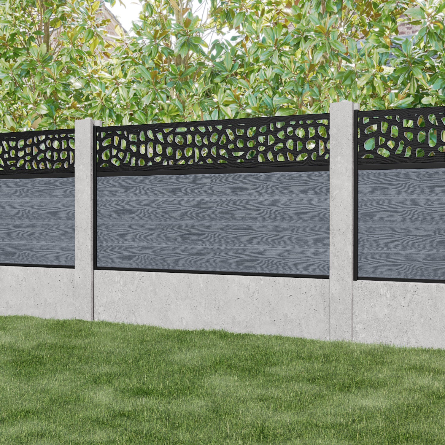 Classic Pebble Fence Panel - Anthracite - for existing concrete posts