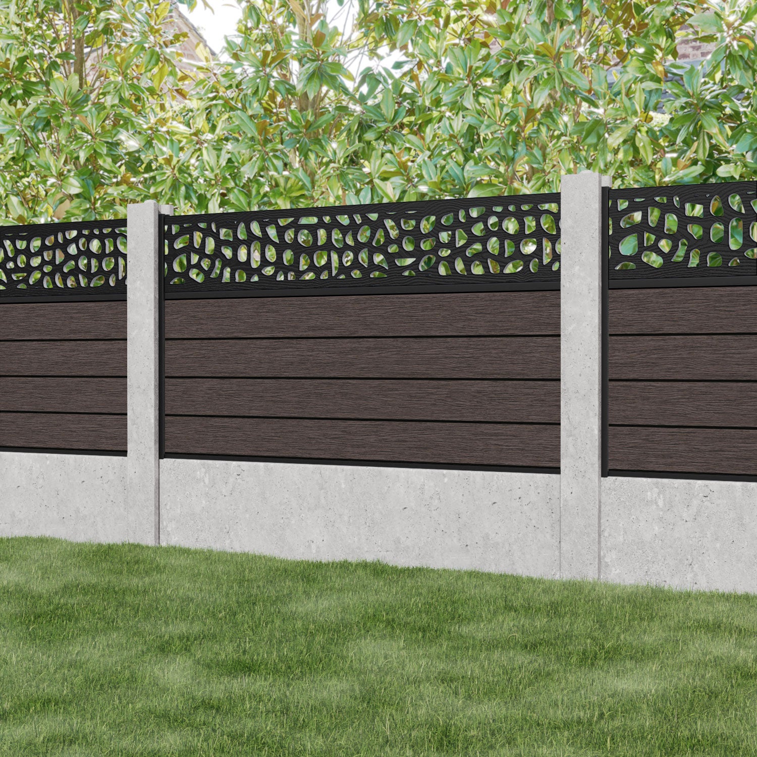 Fusion Pebble Fence Panel - Mid Brown - for existing concrete posts