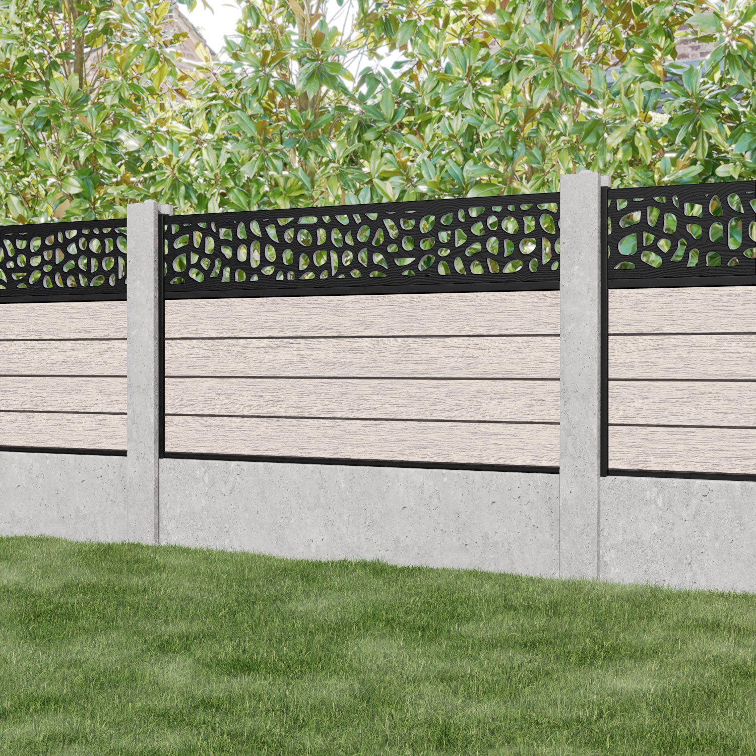 Fusion Pebble Fence Panel - Mid Stone - for existing concrete posts