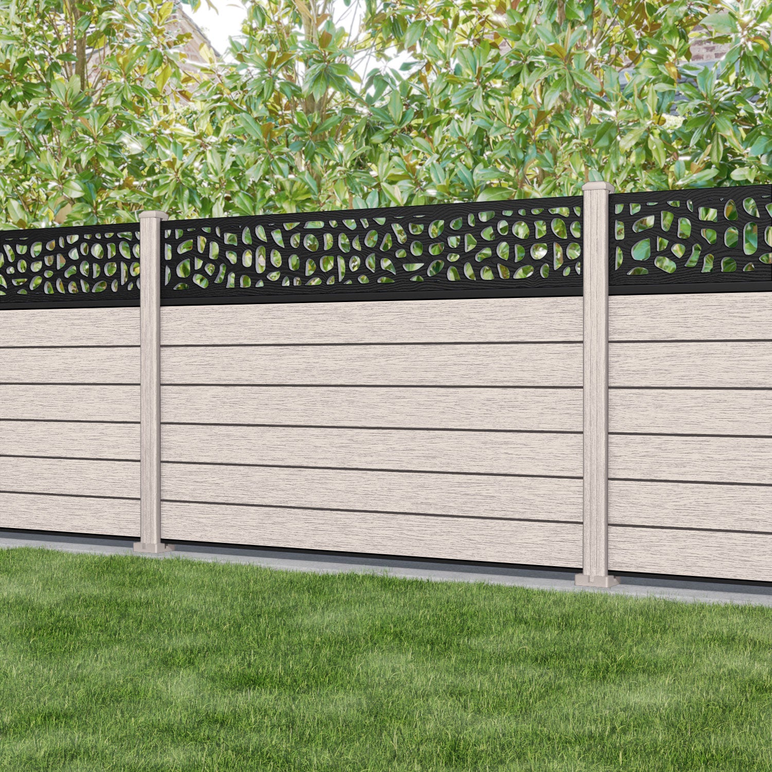 Fusion Pebble Fence Panel - Mid Stone - with our composite posts