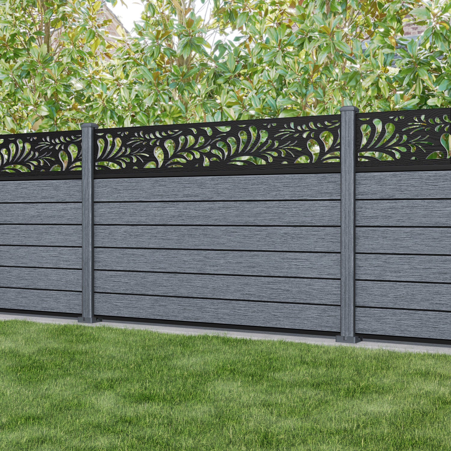 Fusion Petal Fence Panel - Anthracite - with our composite posts