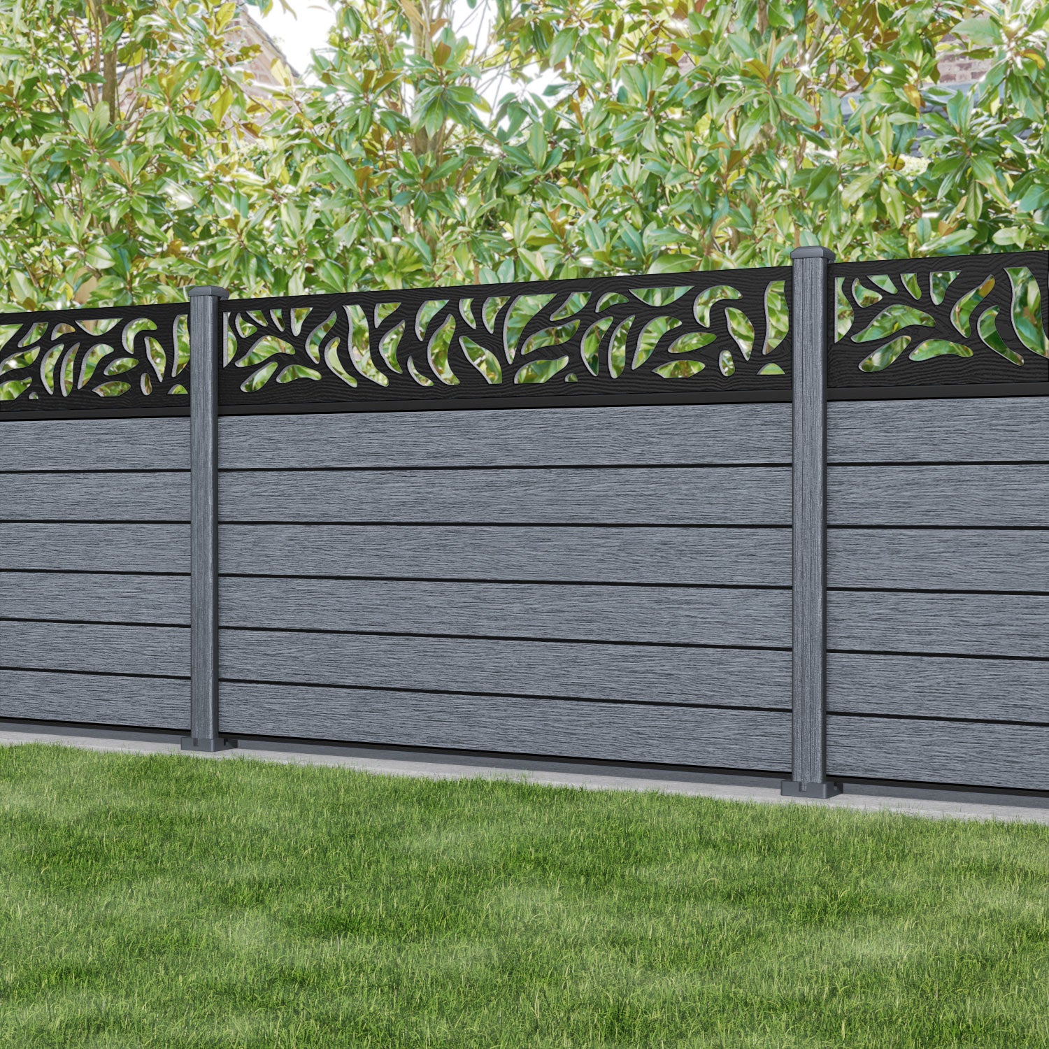 Fusion Plume Fence Panel - Anthracite - with our composite posts