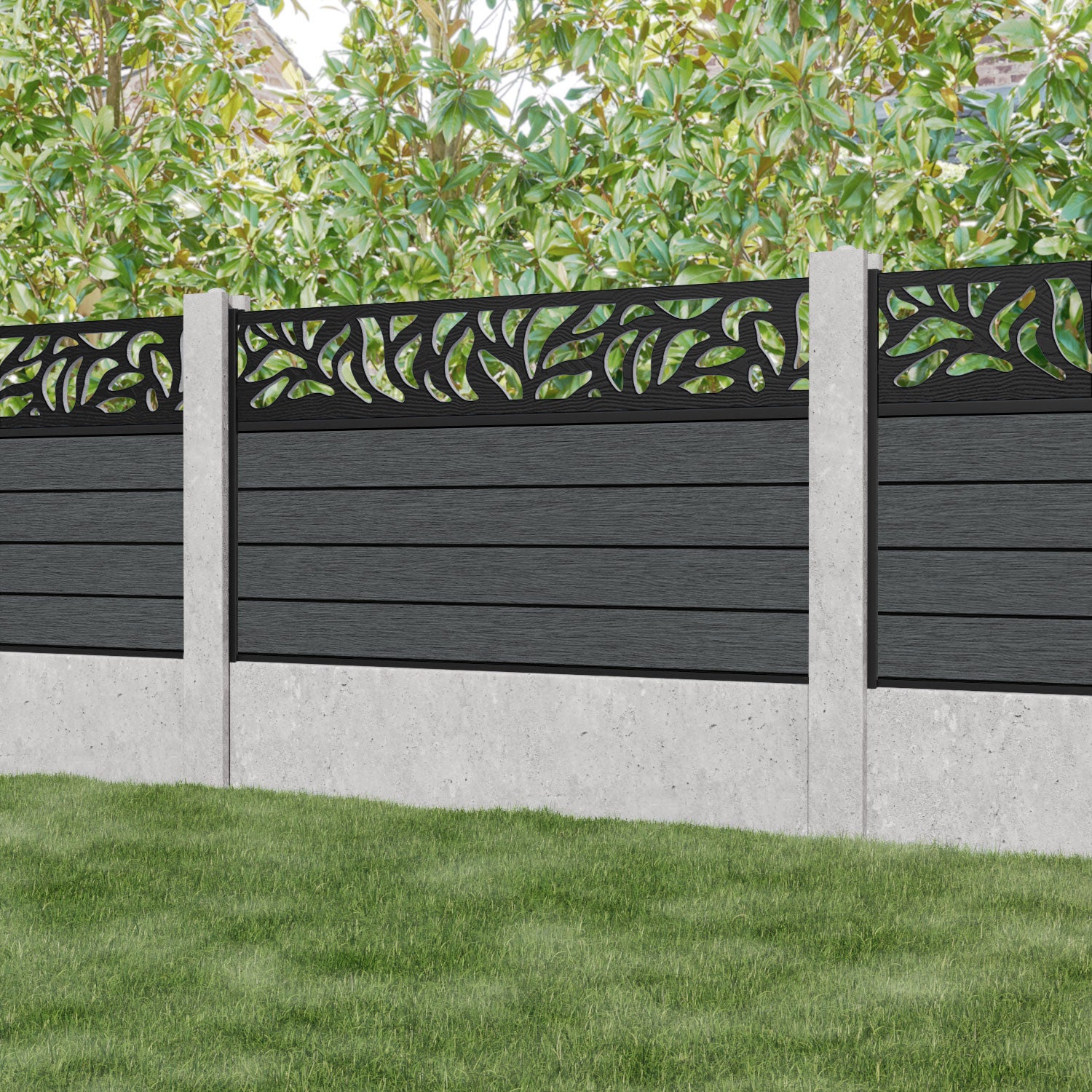 Fusion Plume Fence Panel - Dark Grey - for existing concrete posts