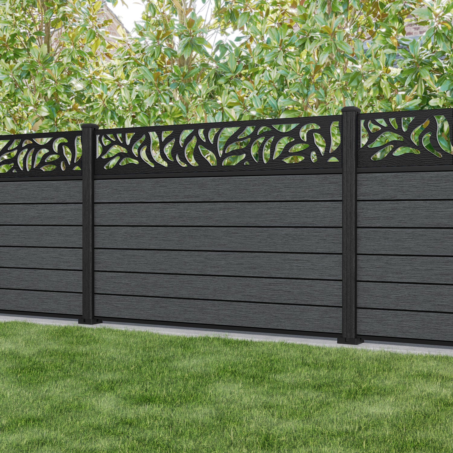 Fusion Plume Fence Panel - Dark Grey - with our composite posts