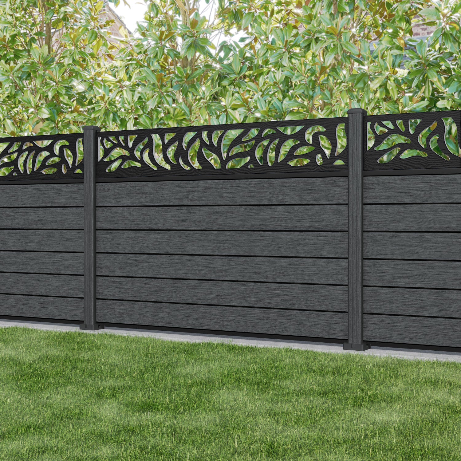 Fusion Plume Fence Panel - Dark Grey - with our composite posts