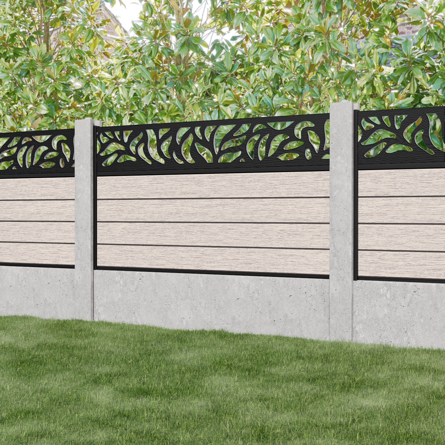 Fusion Plume Fence Panel - Mid Stone - for existing concrete posts