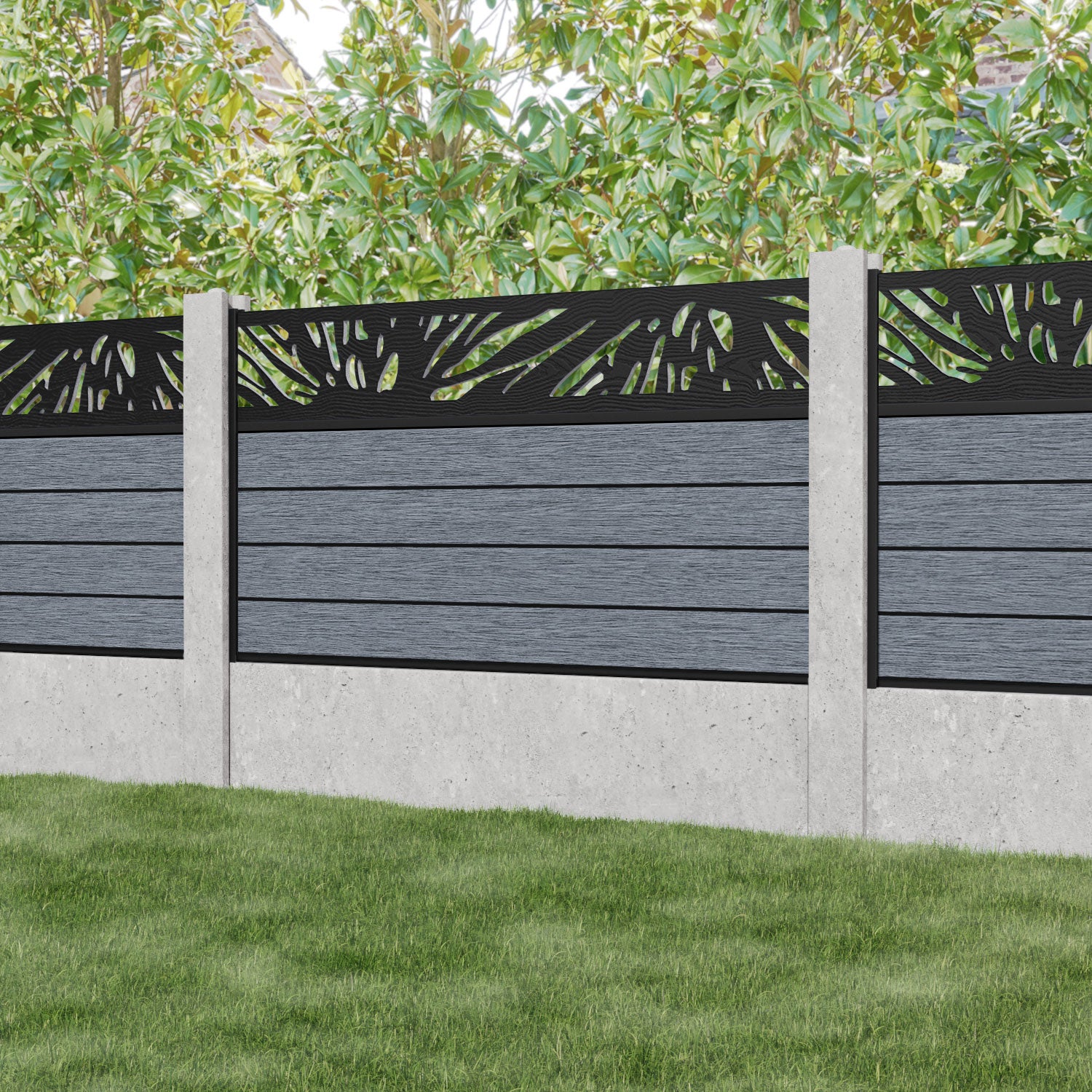 Fusion Poppy Fence Panel - Anthracite - for existing concrete posts