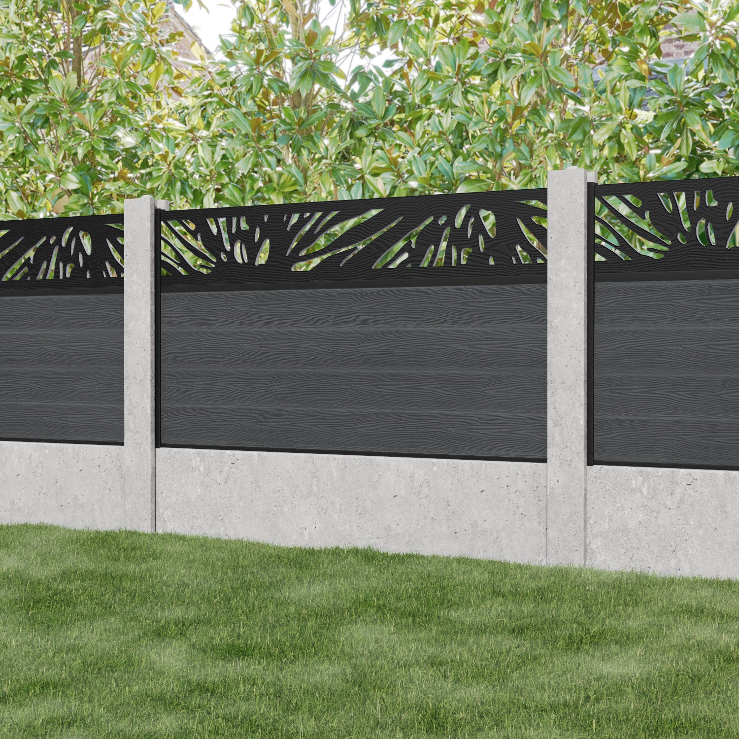 Classic Poppy Fence Panel - Dark Grey - for existing concrete posts