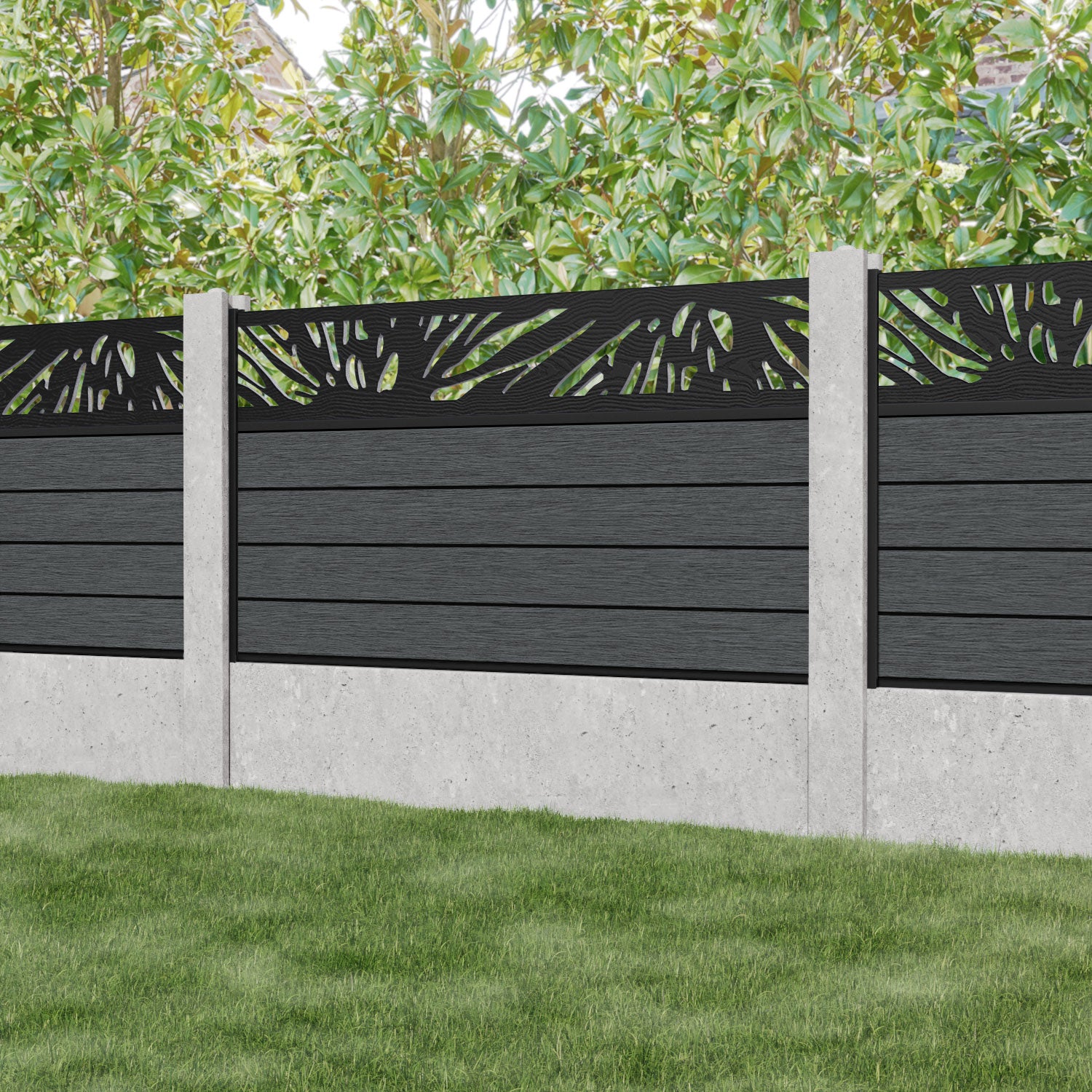 Fusion Poppy Fence Panel - Dark Grey - for existing concrete posts