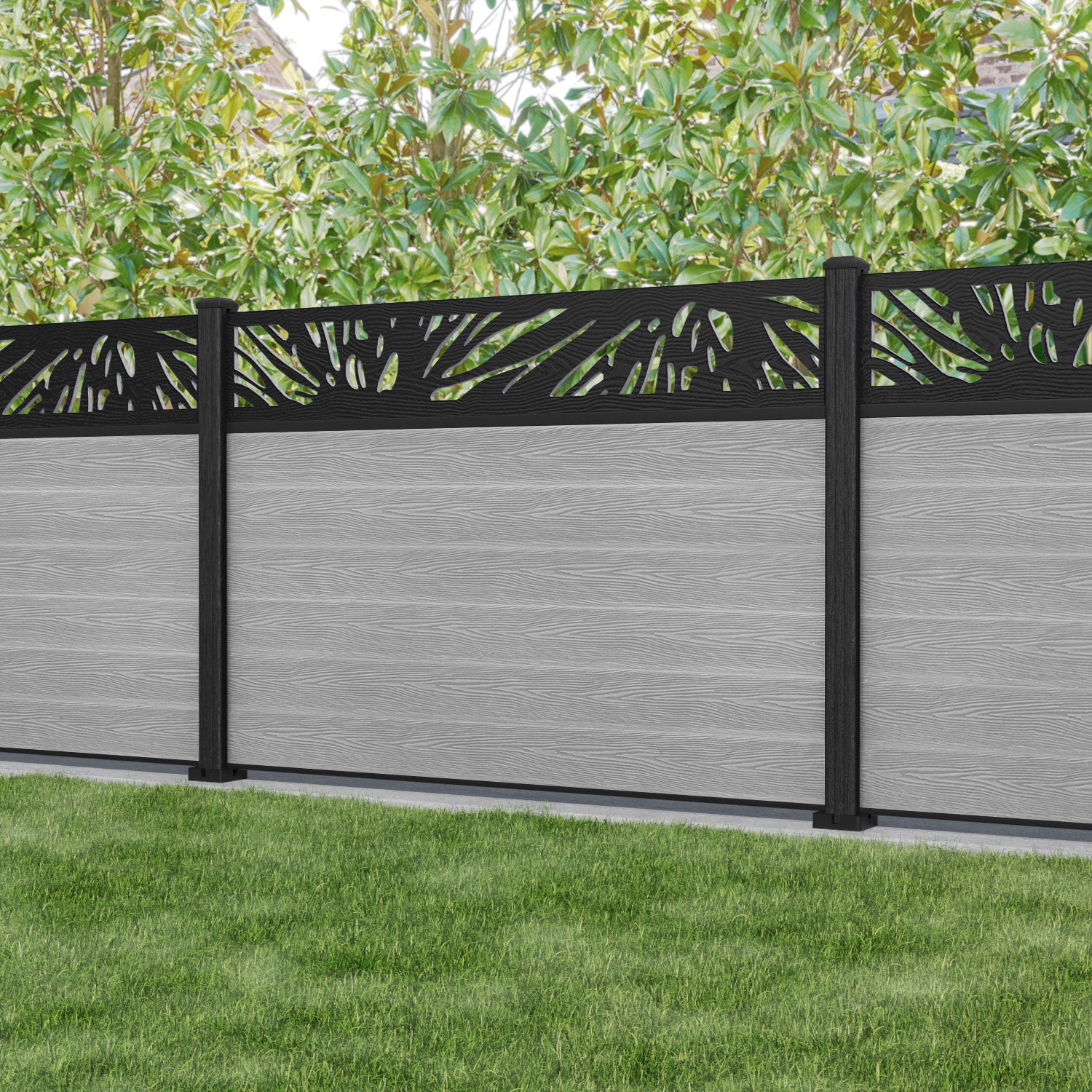 Classic Poppy Fence Panel - Light Grey - with our composite posts