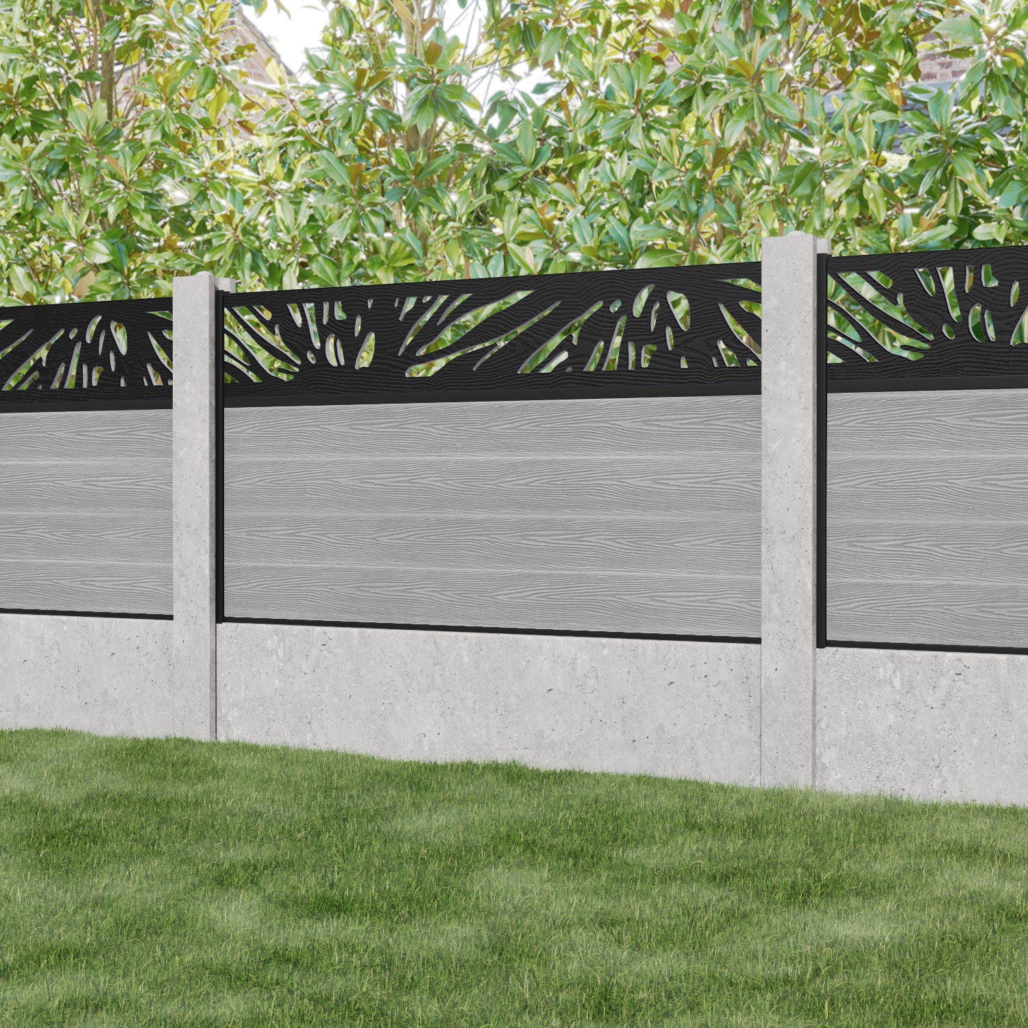 Classic Poppy Fence Panel - Light Grey - for existing concrete posts