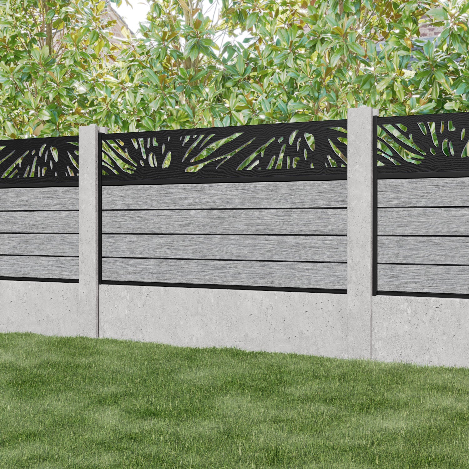 Fusion Poppy Fence Panel - Light Grey - for existing concrete posts