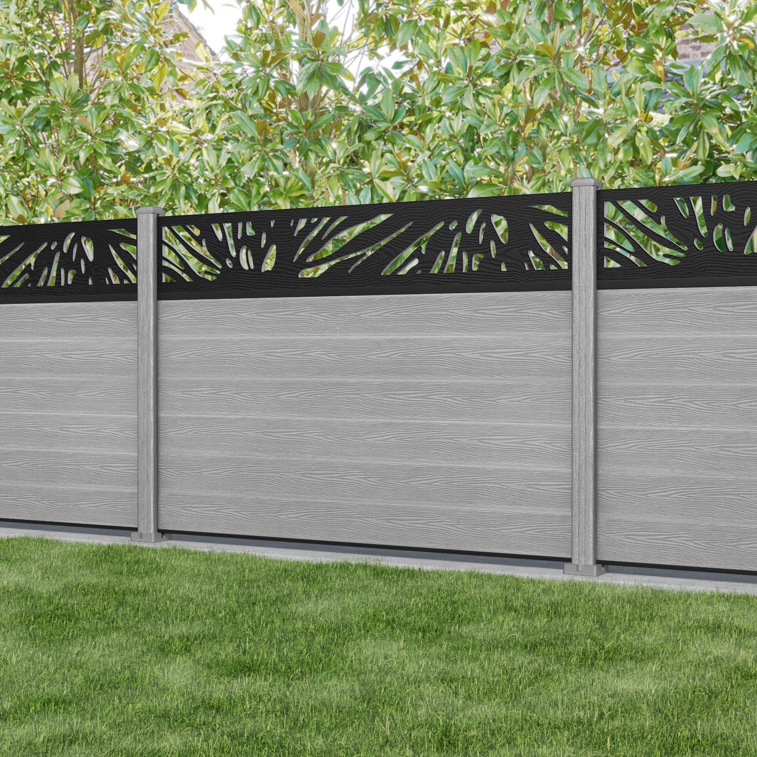 Classic Poppy Fence Panel - Light Grey - with our composite posts