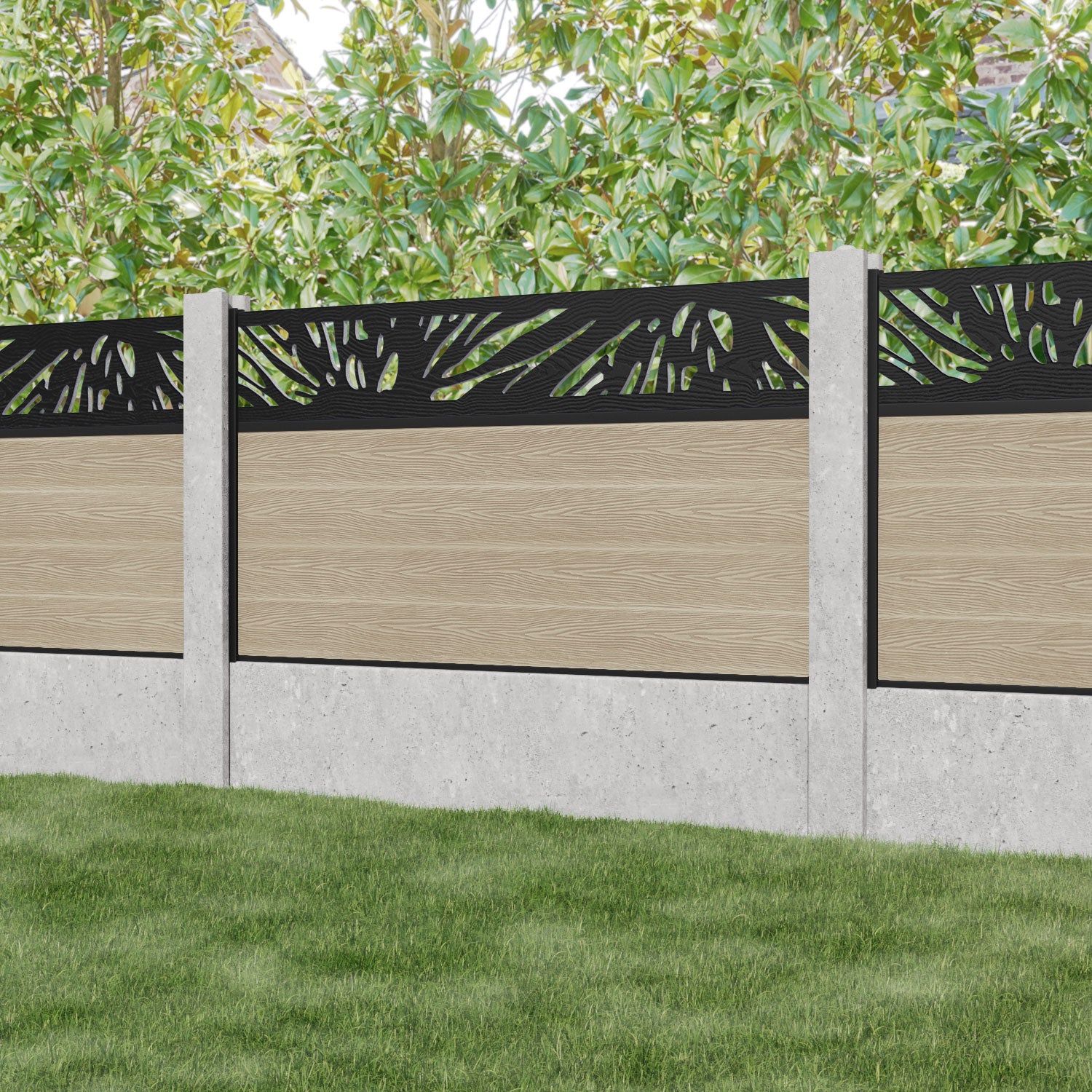 Classic Poppy Fence Panel - Light Oak - for existing concrete posts
