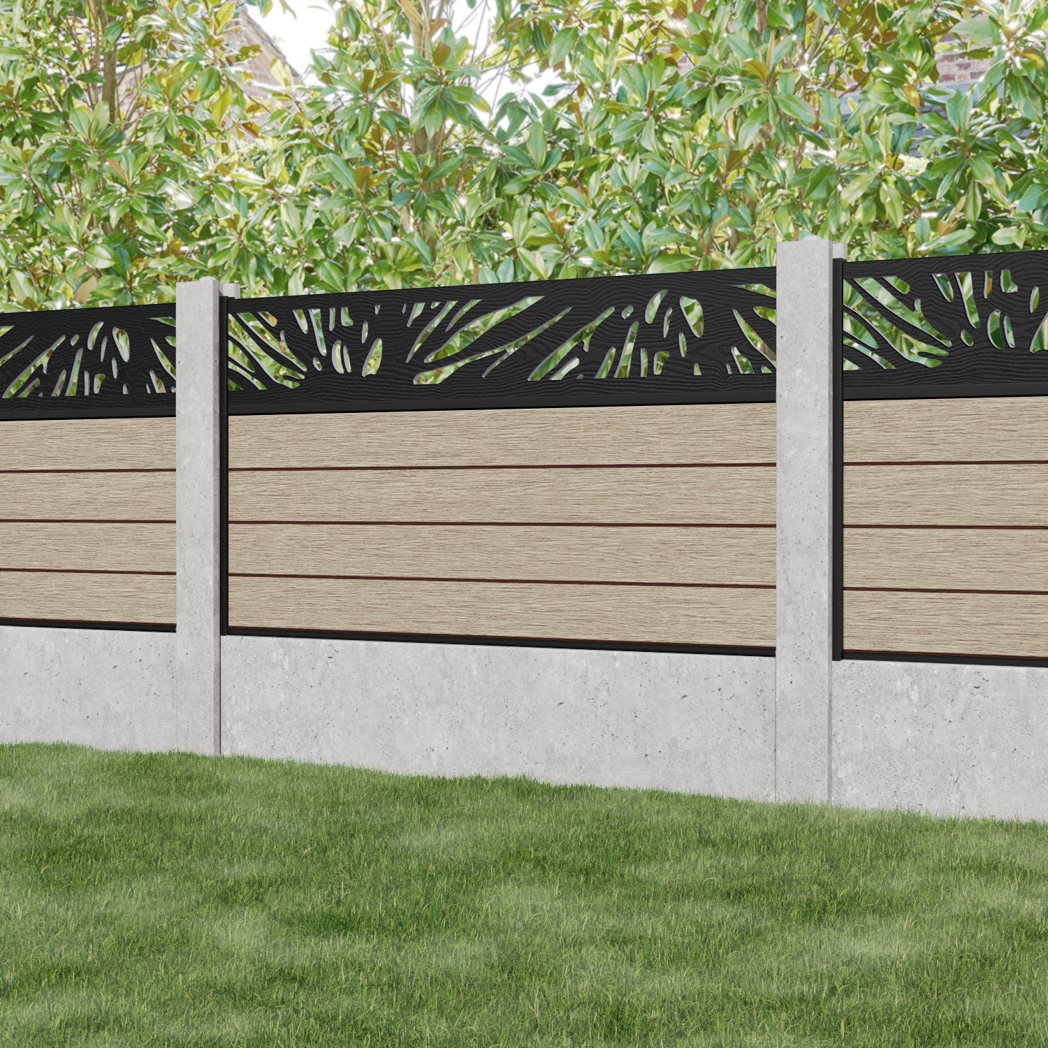Fusion Poppy Fence Panel - Light Oak - for existing concrete posts