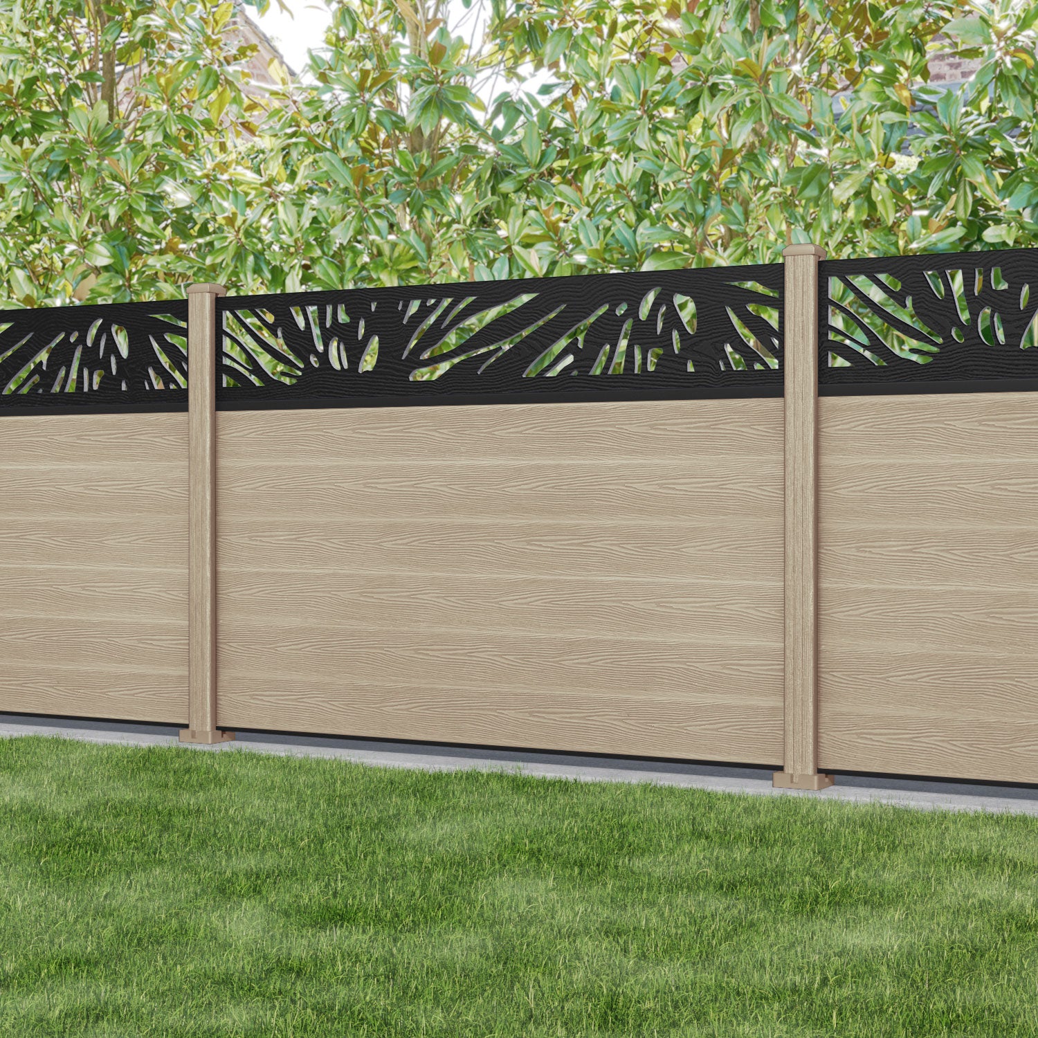 Classic Poppy Fence Panel - Light Oak - with our composite posts