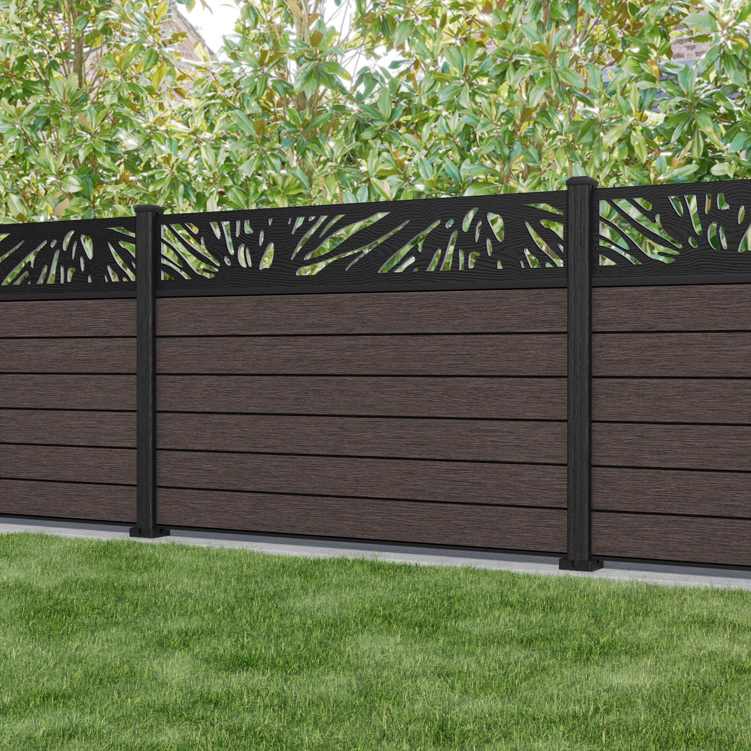 Fusion Poppy Fence Panel - Mid Brown - with our composite posts
