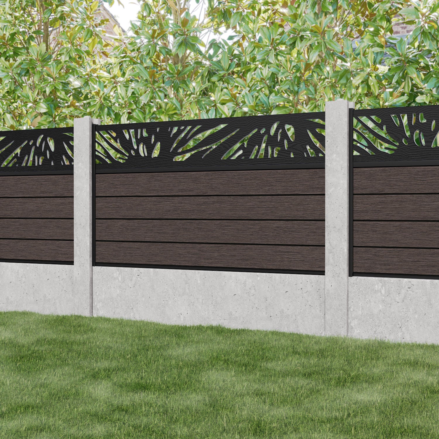 Fusion Poppy Fence Panel - Mid Brown - for existing concrete posts