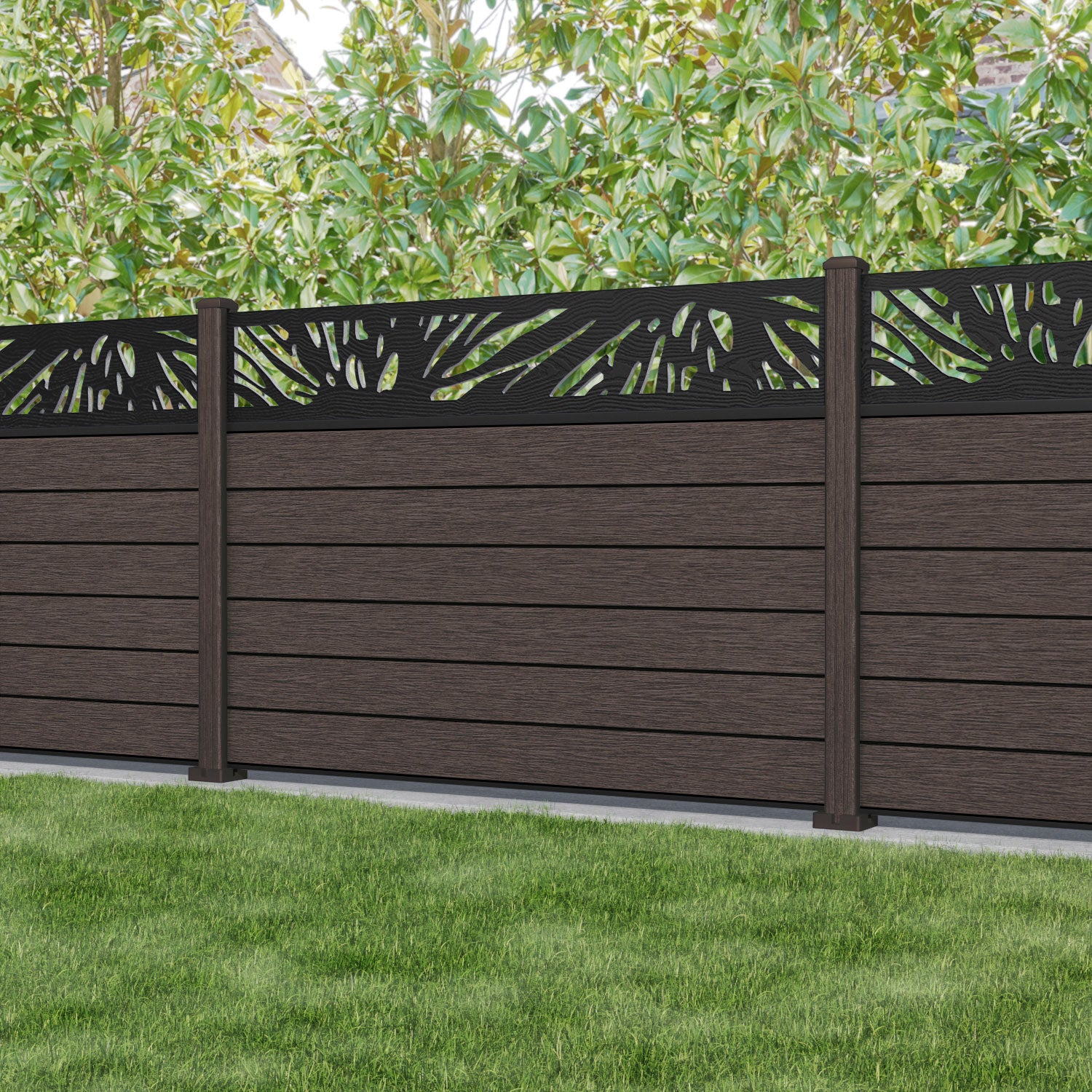 Fusion Poppy Fence Panel - Mid Brown - with our composite posts
