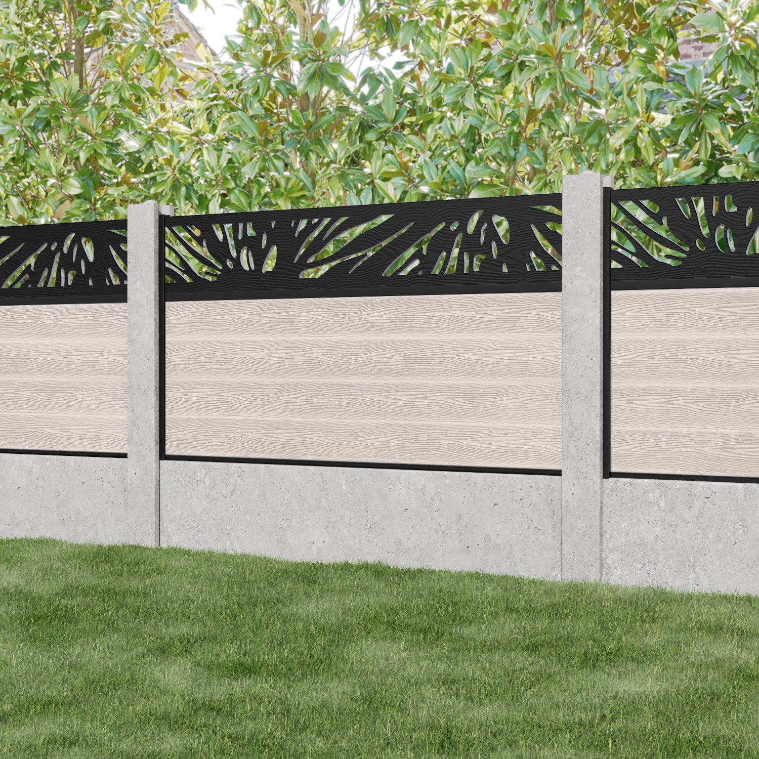 Classic Poppy Fence Panel - Mid Stone - for existing concrete posts