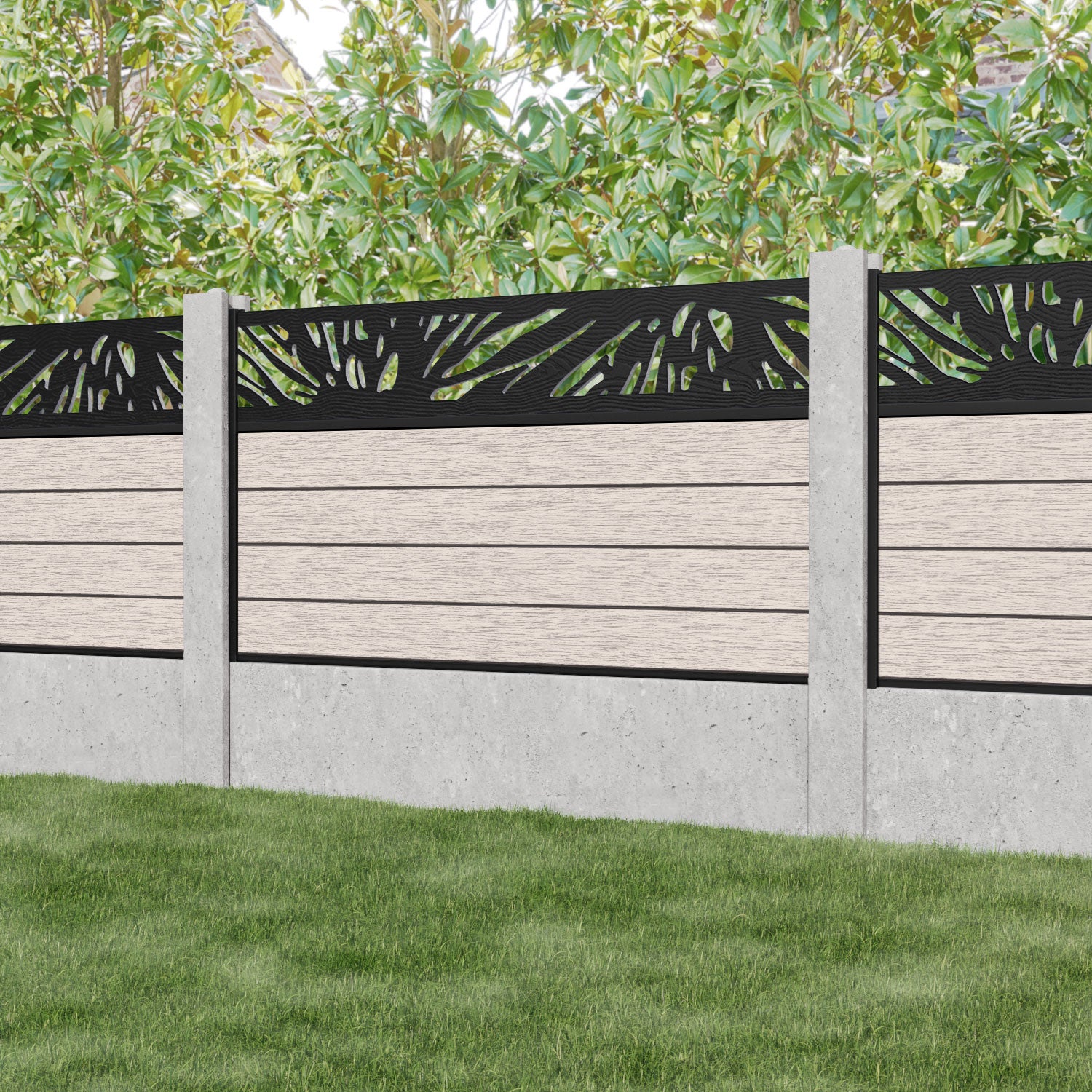 Fusion Poppy Fence Panel - Mid Stone - for existing concrete posts